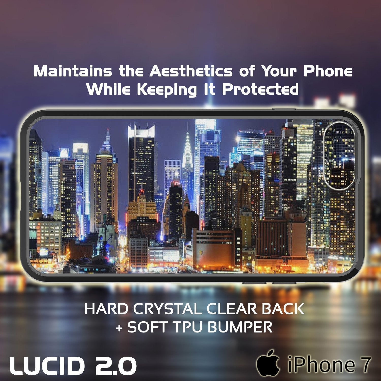 Capinha de Armadura Apple iPhone 8 Punkcase Série Lucid-2.0 de Encaixe Compacto [Preto]