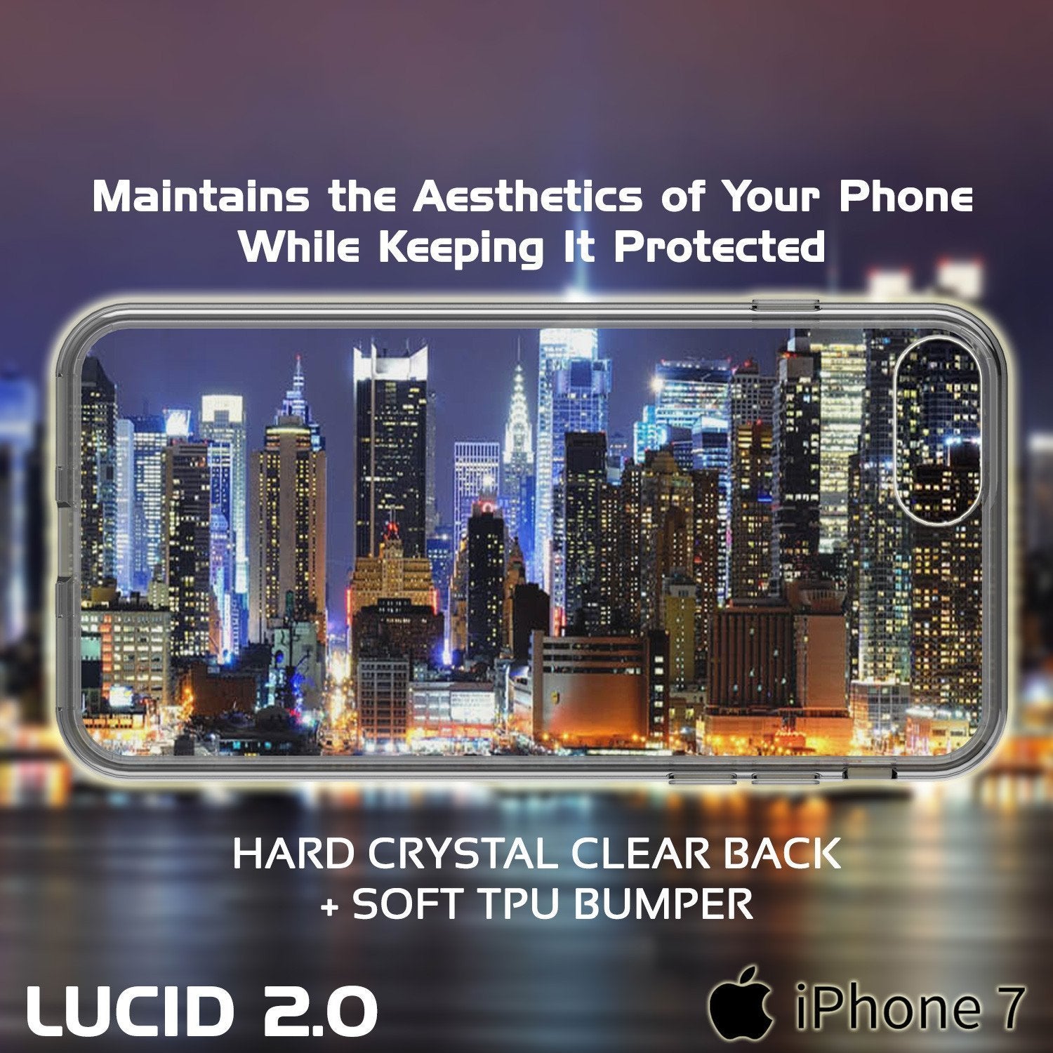 Capinha de Armadura Apple iPhone 8 Punkcase Série Lucid-2.0 de Encaixe Compacto [Cristal Preto]