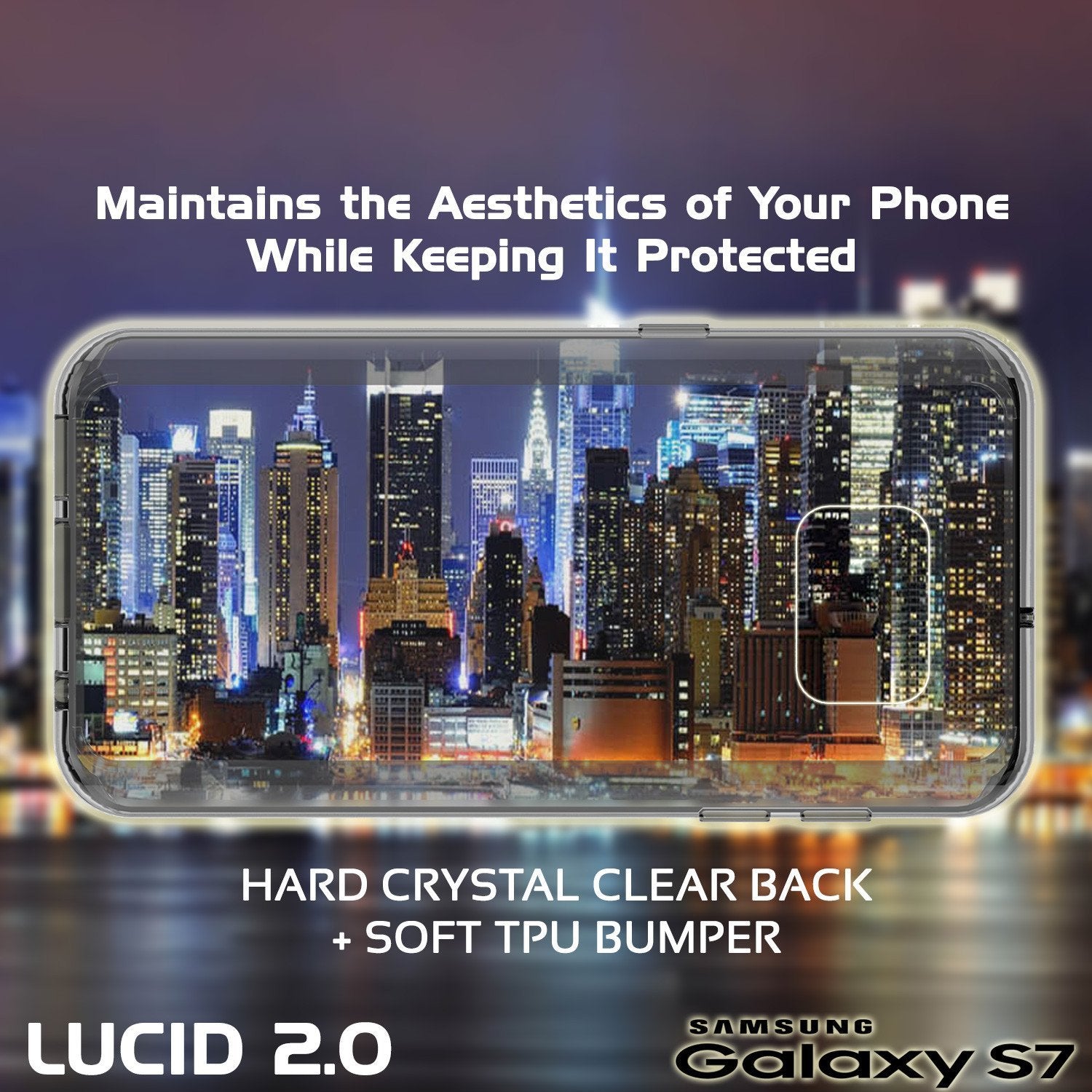 S7 Case Punkcase® LUCID 2.0 Crystal Black Series w/ PUNK SHIELD Glass Screen Protector | Ultra Fit (Color in image: clear)
