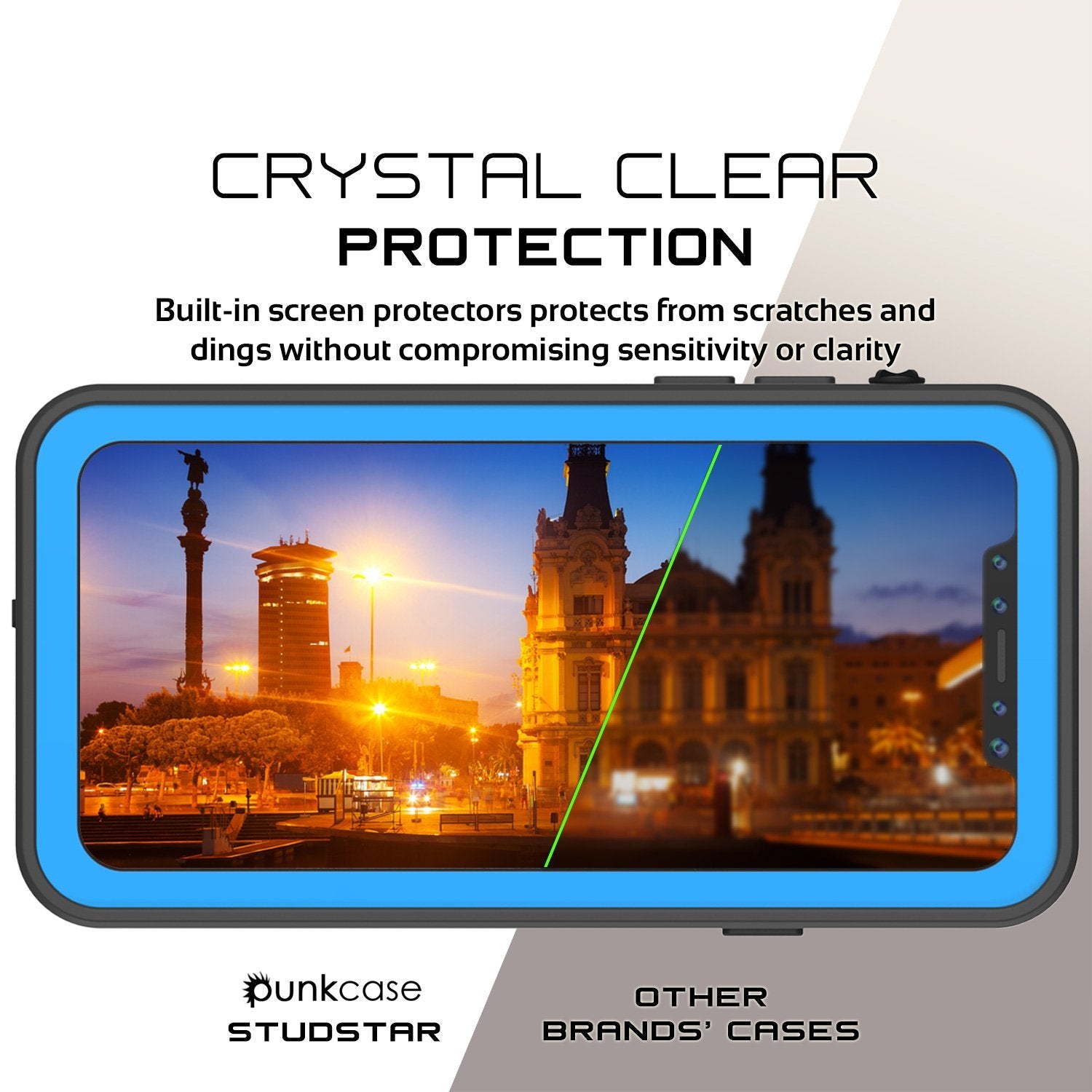 iPhone X Waterproof IP68 Case, Punkcase [Light blue] [StudStar Series] [Slim Fit] [Dirtproof] (Color in image: Clear.)