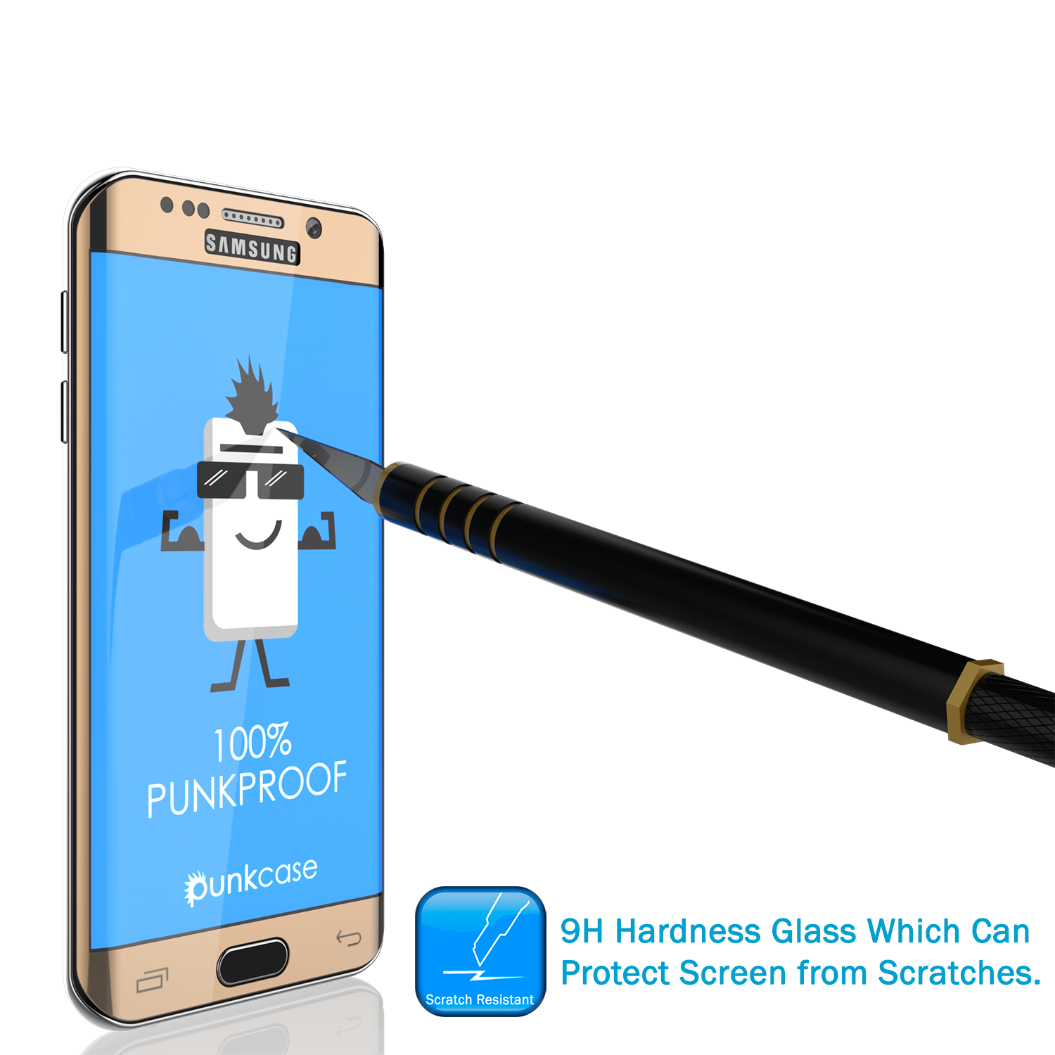 Galaxy Note 7 Gold Screen Protector, Punkcase Glass SHIELD  0.33mm Thick 9H Tempered Glass (Color in image: White)