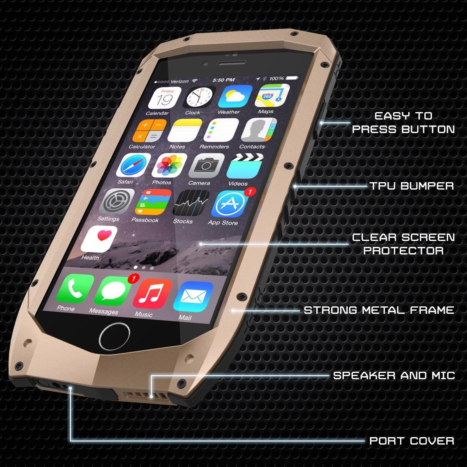 iPhone 6s/6 Case, Punkcase Metallic PRO Gold Series Cover W/ Attached Screen Protector | Touch-ID (Color in image: Silver)