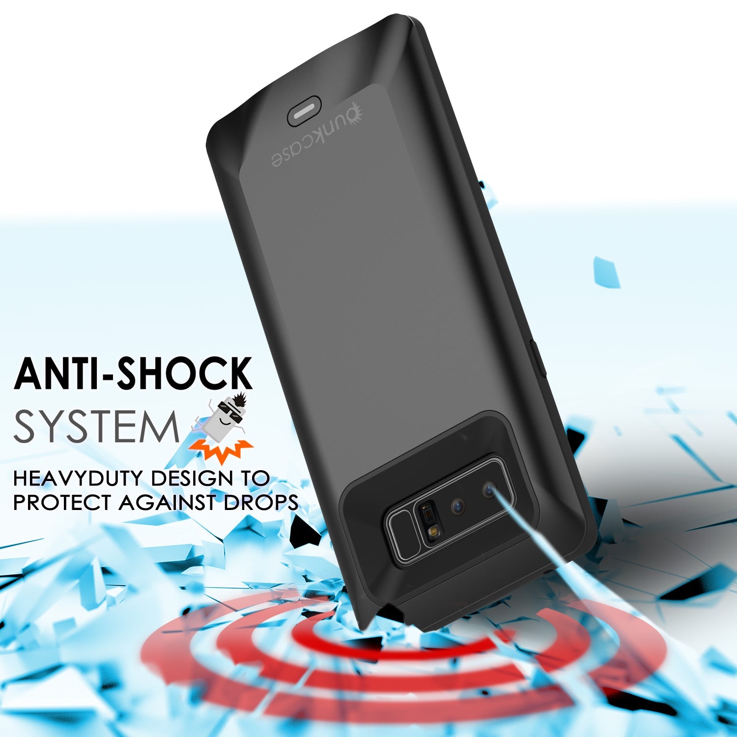 Galaxy Note 8 Battery Case, Punkcase 5000mAH Charger Case W/ Screen Protector | Integrated USB Port | IntelSwitch [Black] 