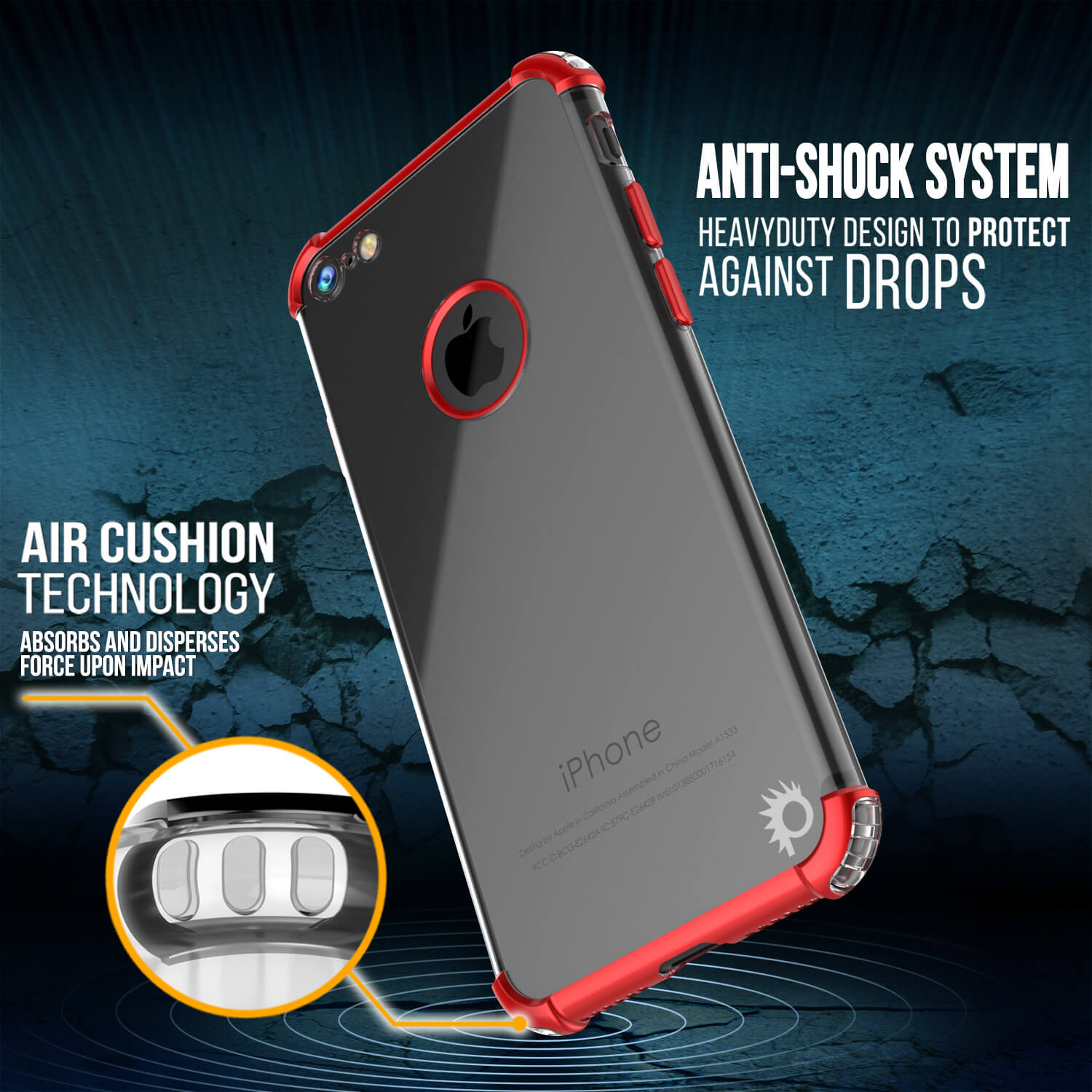 iPhone 7 Case, Punkcase [BLAZE SERIES] Protective Cover W/ PunkShield Screen Protector [Shockproof] [Slim Fit] for Apple iPhone [Red] (Color in image: Gold)