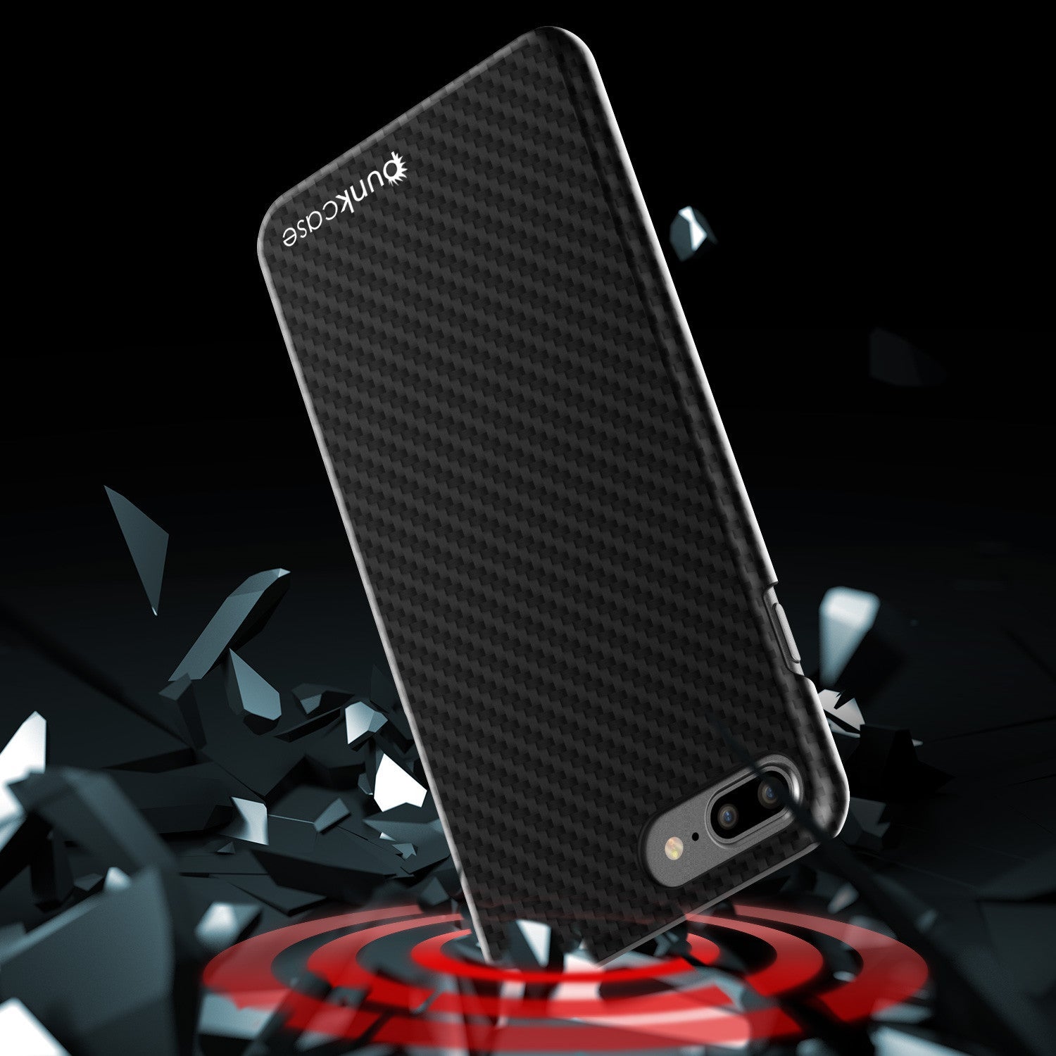 iPhone 8+ Plus Case - Punkcase CarbonShield Jet Black