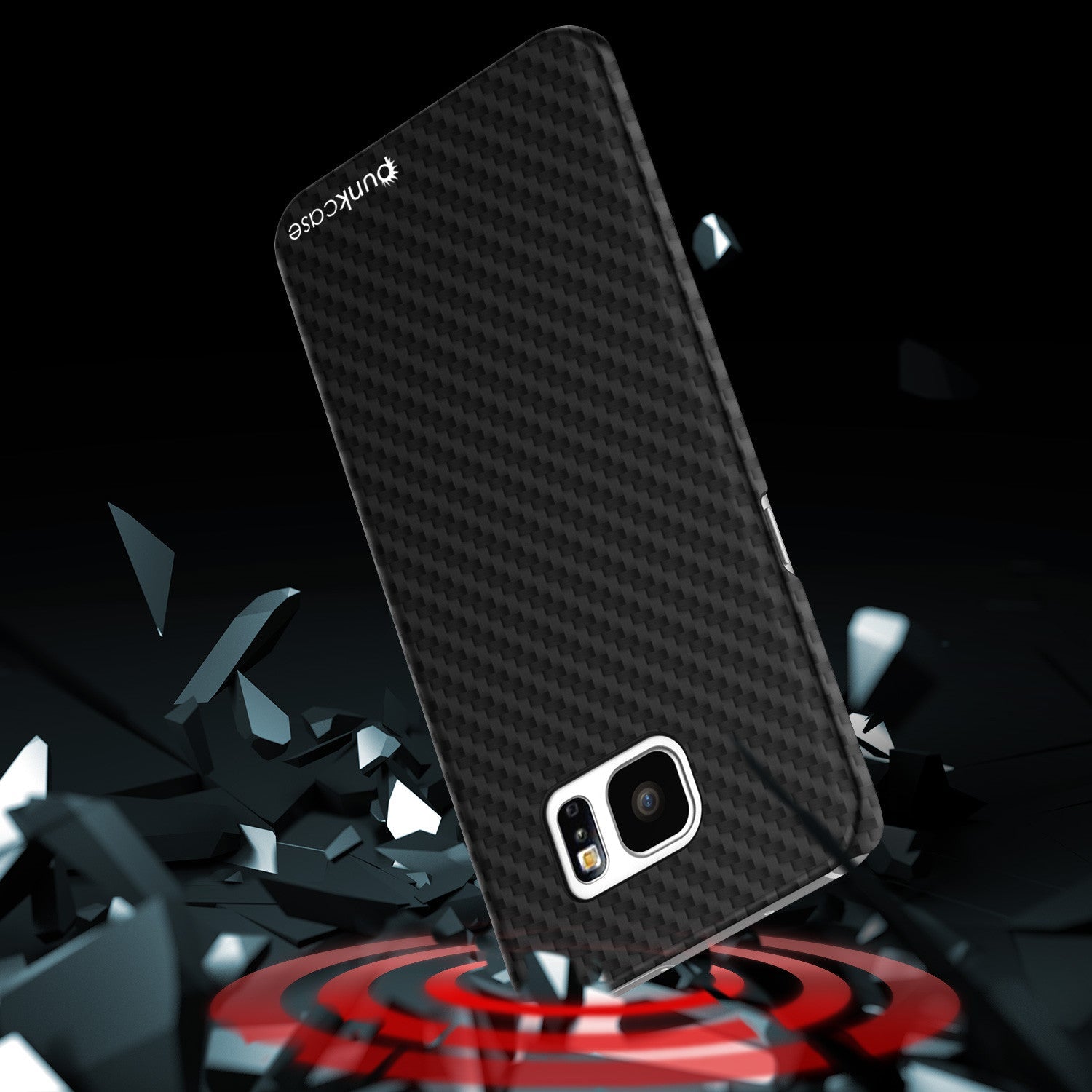 Capa Galaxy S7 Edge, PunkCase CarbonShield, Preto Jet