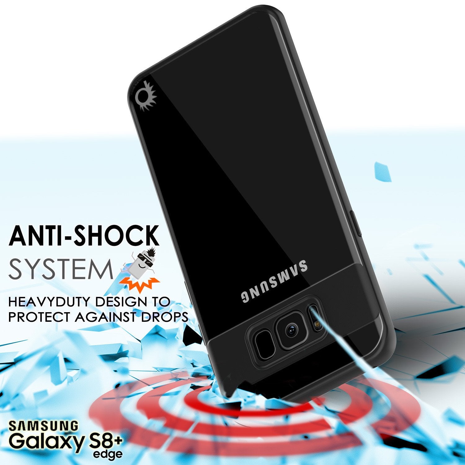 Capa Galaxy S8 Plus, Punkcase [Série MÁSCARA] [PRETO] Capa Híbrida de Corpo Inteiro de Dupla Camada de TPU com Protetor de Tela PUNKSHIELD Protetor.