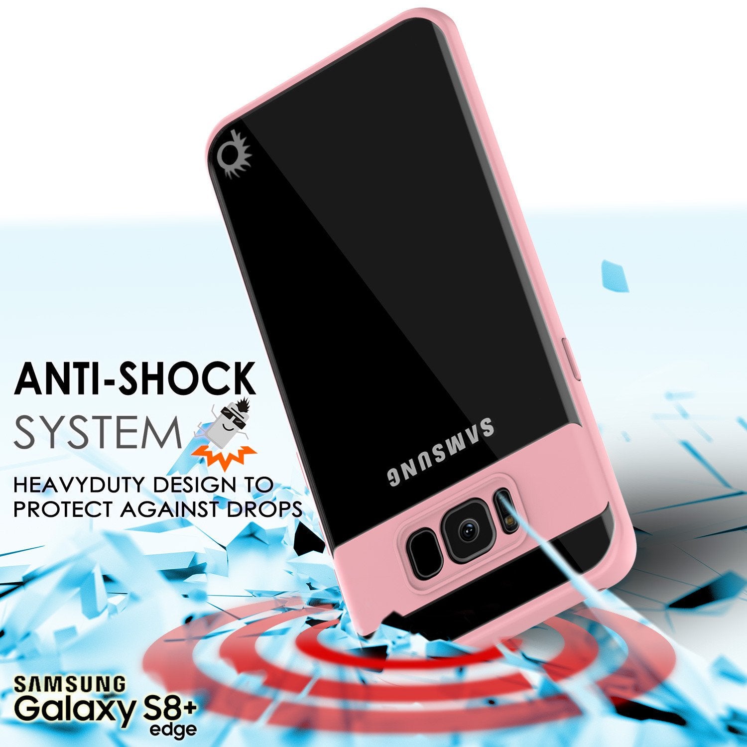 Capa Galaxy S8 Plus, Punkcase [Série MÁSCARA] [ROSADA] Cobertura Híbrida de Dupla Camada TPU Corpo Inteiro com Protetor de Tela PUNKSHIELD Protetor.