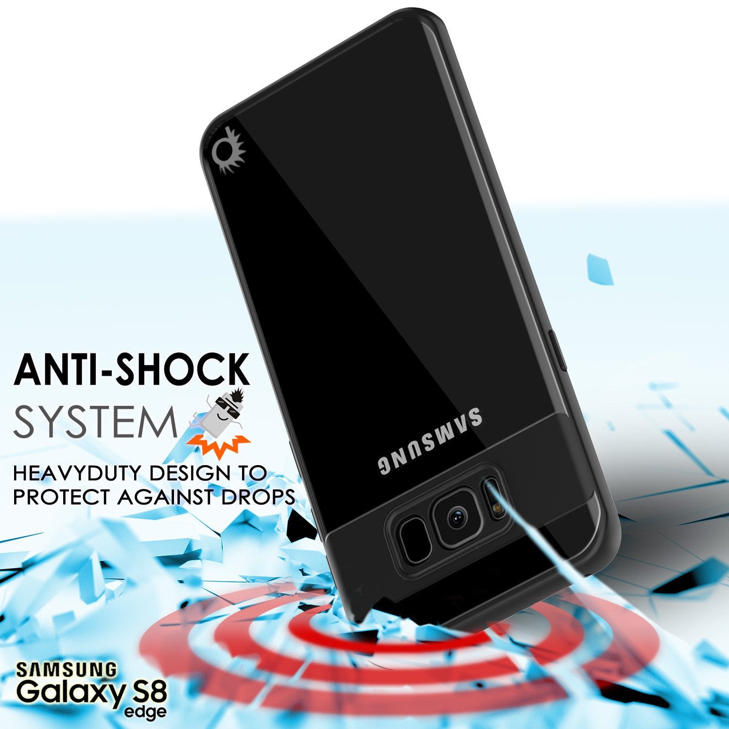 Capa Galaxy S8, Punkcase [Série MÁSCARA] [PRETO] Capa Híbrida de Corpo Inteiro de Camada Dupla TPU com Protetor de Tela PUNKSHIELD Protetor de Tela