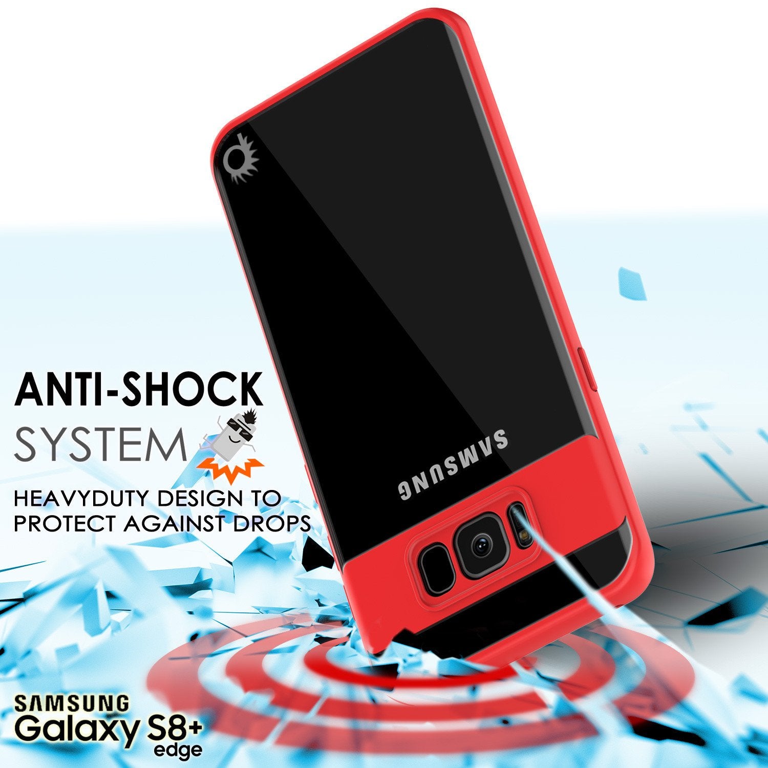 Capa Galaxy S8 Plus, Punkcase [Série MÁSCARA] [VERMELHO] Capa Híbrida de Dupla Camada em TPU com Proteção Completa do Corpo e Protetor de Tela PUNKSHIELD Protetor.