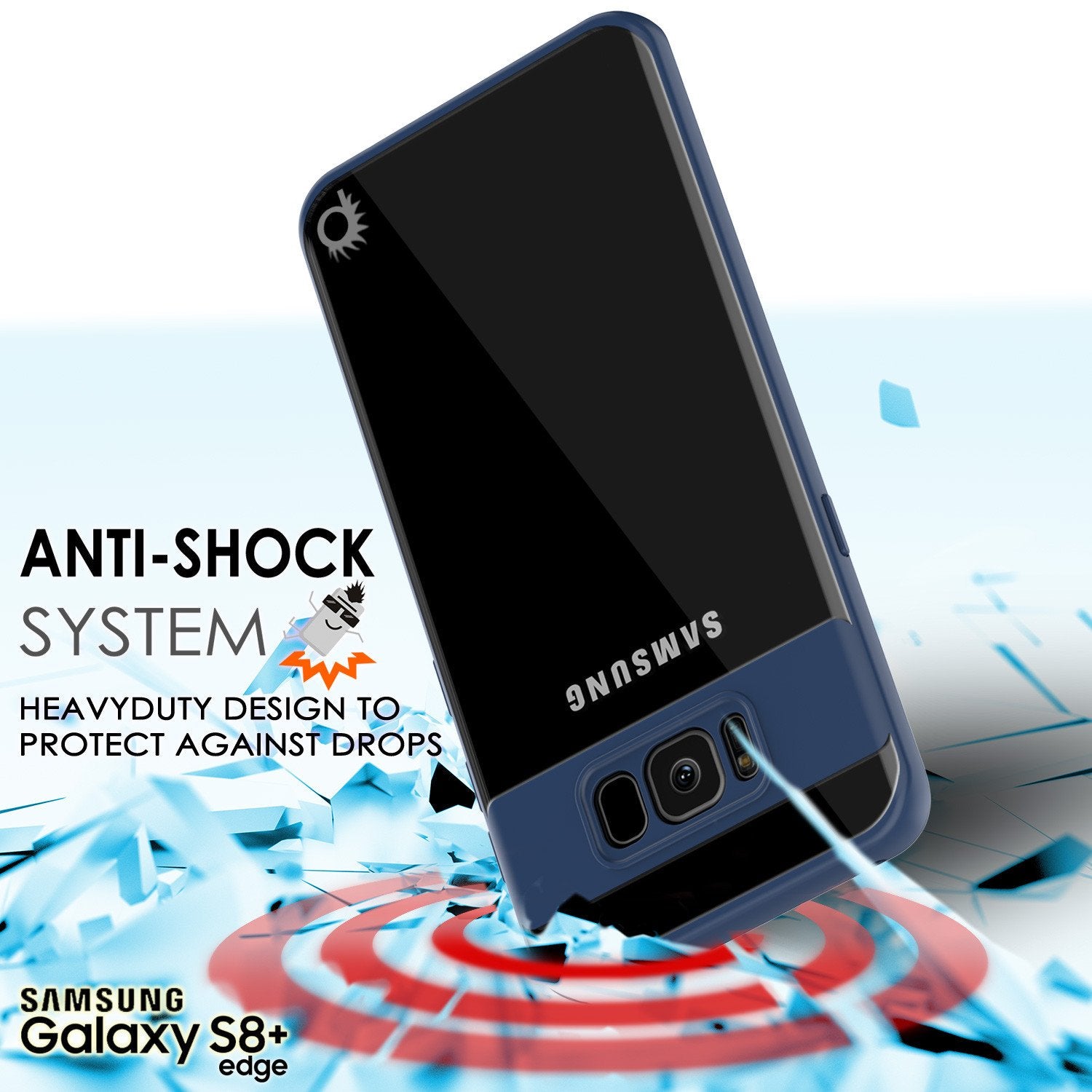 Capa Galaxy S8 Plus, Punkcase [Série MÁSCARA] [MARINHO] Cobertura híbrida de corpo inteiro de camada dupla TPU com protetor de tela PUNKSHIELD protetor.