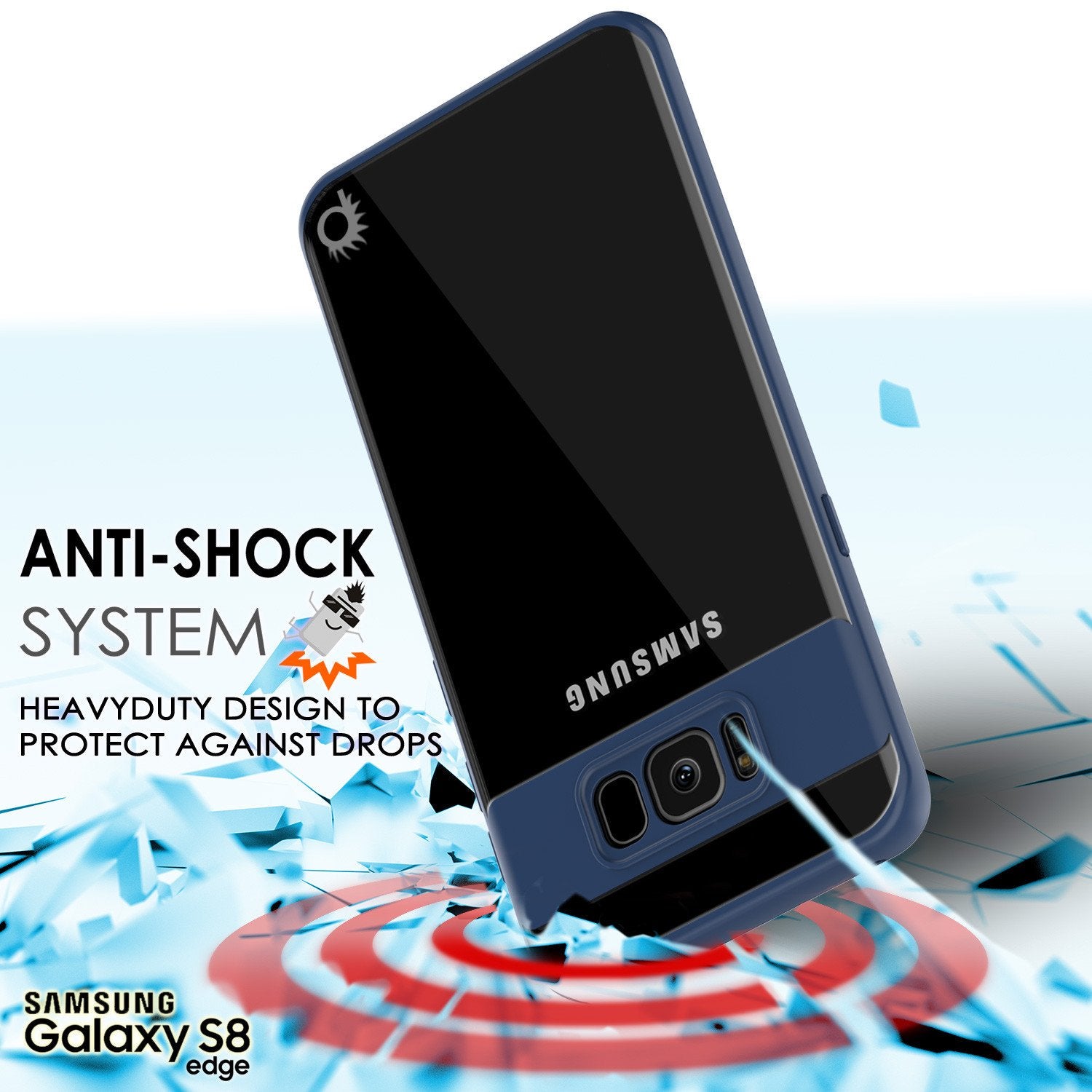 Capa Galaxy S8, Punkcase [Série MÁSCARA] [AZUL-MARINHO] Capa de TPU Híbrida de Corpo Inteiro com Camada Dupla Protetora W/ Protetor de Tela PUNKSHIELD.
