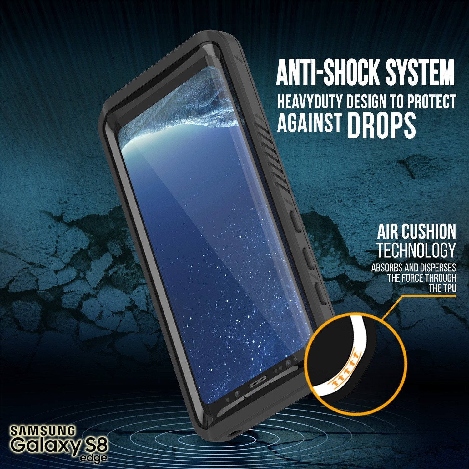 Capa à prova d'água para Galaxy S8, Punkcase [Série Extrema] [Ajuste Slim] [Certificado IP68] [À Prova de Choque] [À Prova de Neve] [À Prova de Poeira] Capa de armadura [Preto]