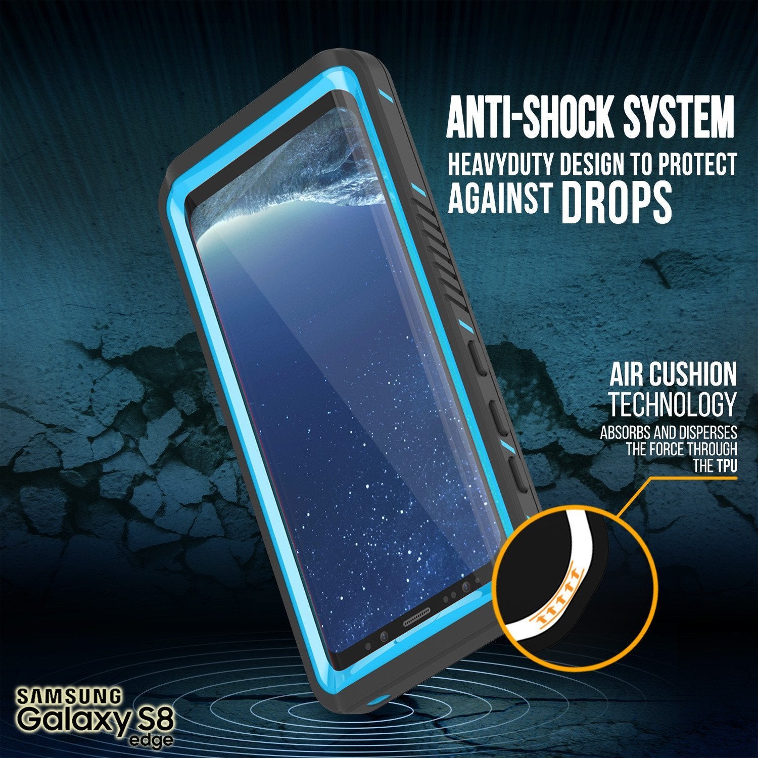 Capa à prova d'água para Galaxy S8, Punkcase [Série Extreme] [Ajuste Slim] [Certificado IP68] [À prova de choque] [À prova de neve] [À prova de poeira] Capa de armadura [Azul claro]