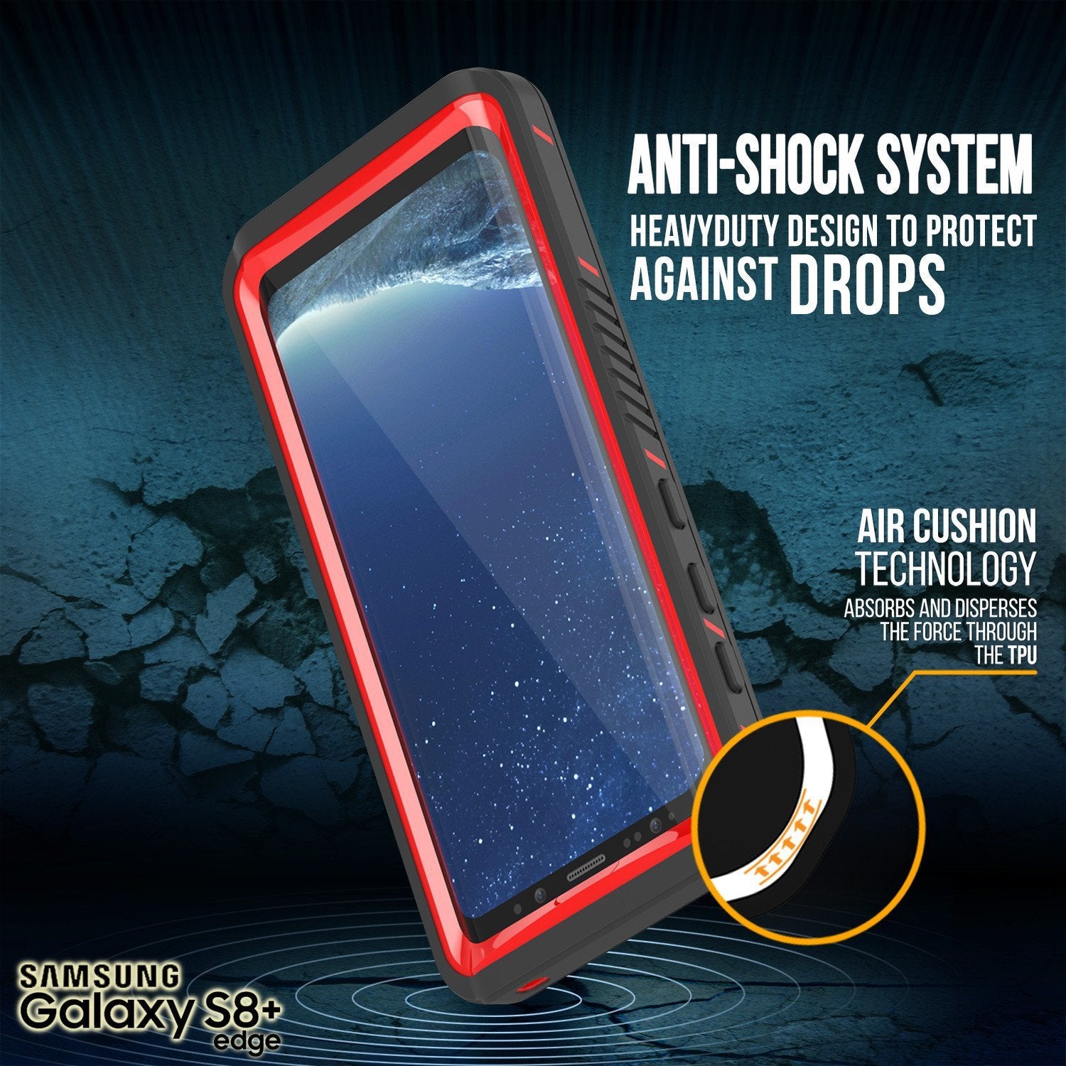 Capa à prova d'água Galaxy S8 PLUS, Punkcase [Extreme Series] [Slim Fit] [IP68 Certified] [Shockproof] [Snowproof] [Dirproof] Capa de armadura com protetor de tela embutido para Samsung Galaxy S8+ [Vermelho]