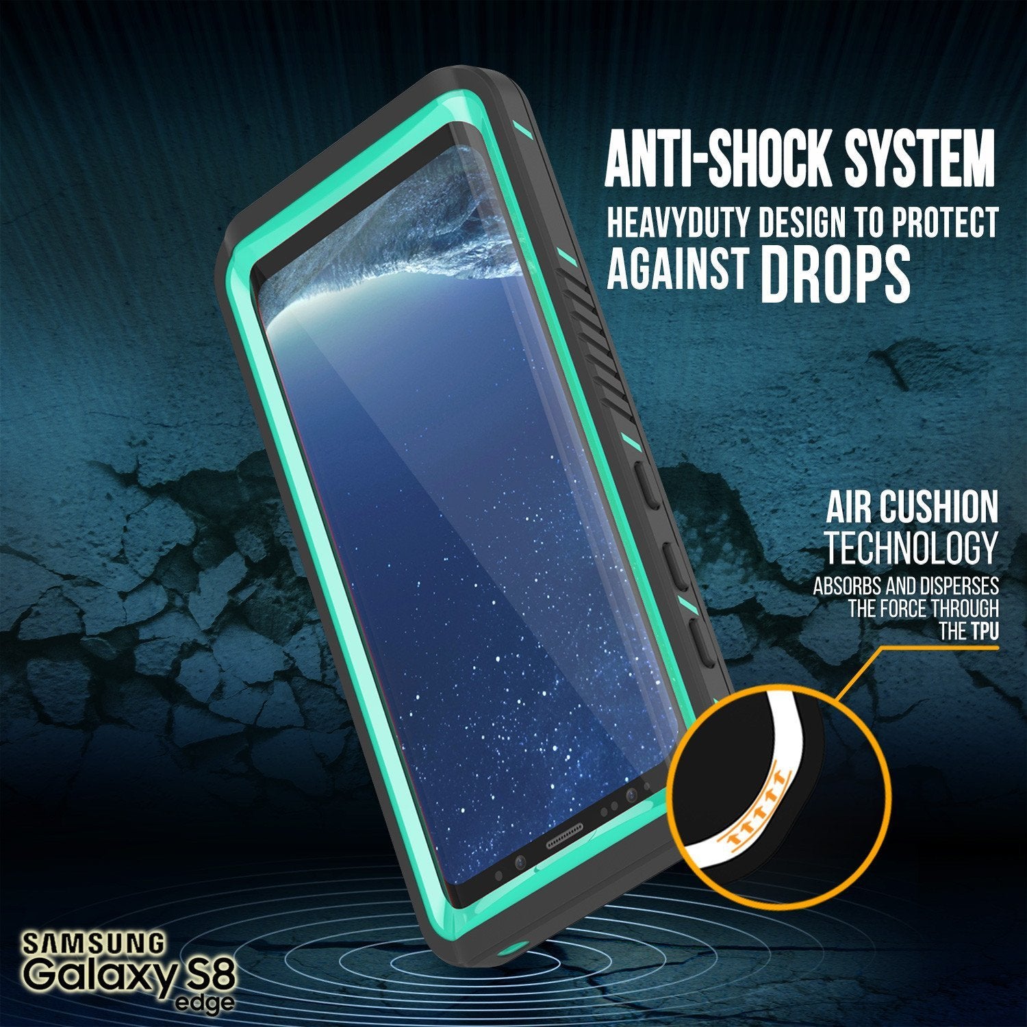 Capa à prova d'água para Galaxy S8, Punkcase [Série Extreme] [Ajuste Slim] [Certificado IP68] [À Prova de Choque] [À Prova de Neve] [À Prova de Poeria] Capa de Armadura com Protetor de Tela Embutido para Samsung Galaxy S8 [Azul-Teal]