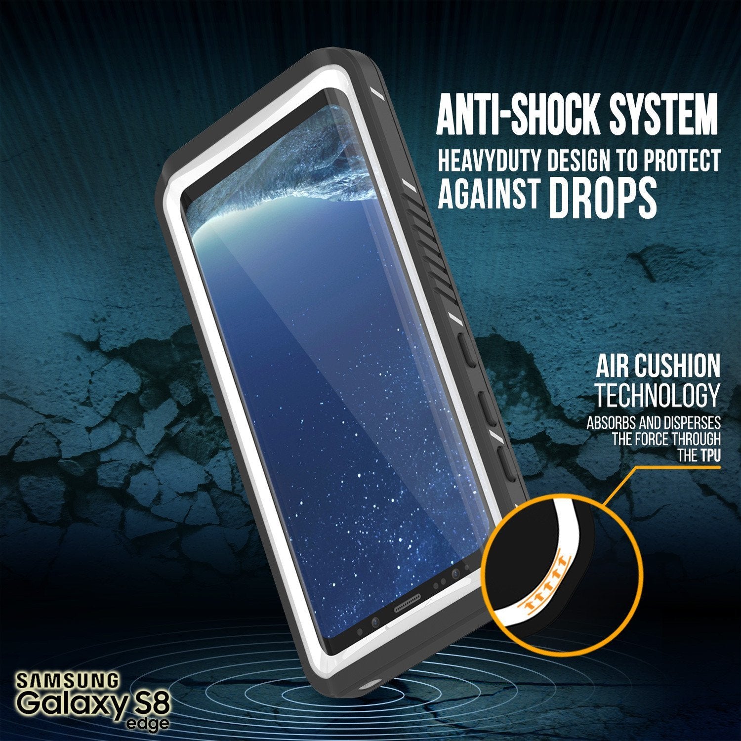 Capa à prova d'água Galaxy S8, Punkcase [Série Extrema] [Ajuste Slim] [Certificado IP68] [Prova de Choque] [Prova de Neve] [Prova de Poeira] Cobertura de Armadura [Branco]