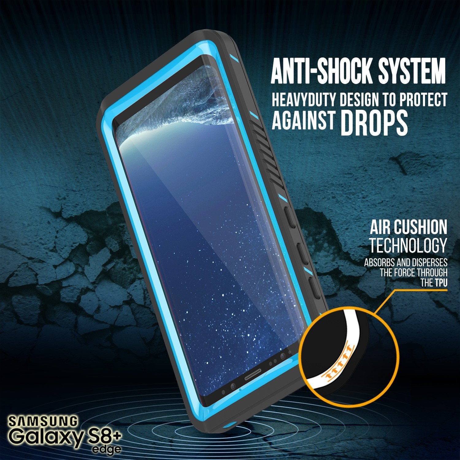 Capa a Prova d'Água para Galaxy S8 PLUS, Punkcase [Série Extrema] [Ajuste Fino] [Certificado IP68] [À Prova de Choque] [À Prova de Neve] [À Prova de Poeira] Capa de Armadura [Azul Claro]