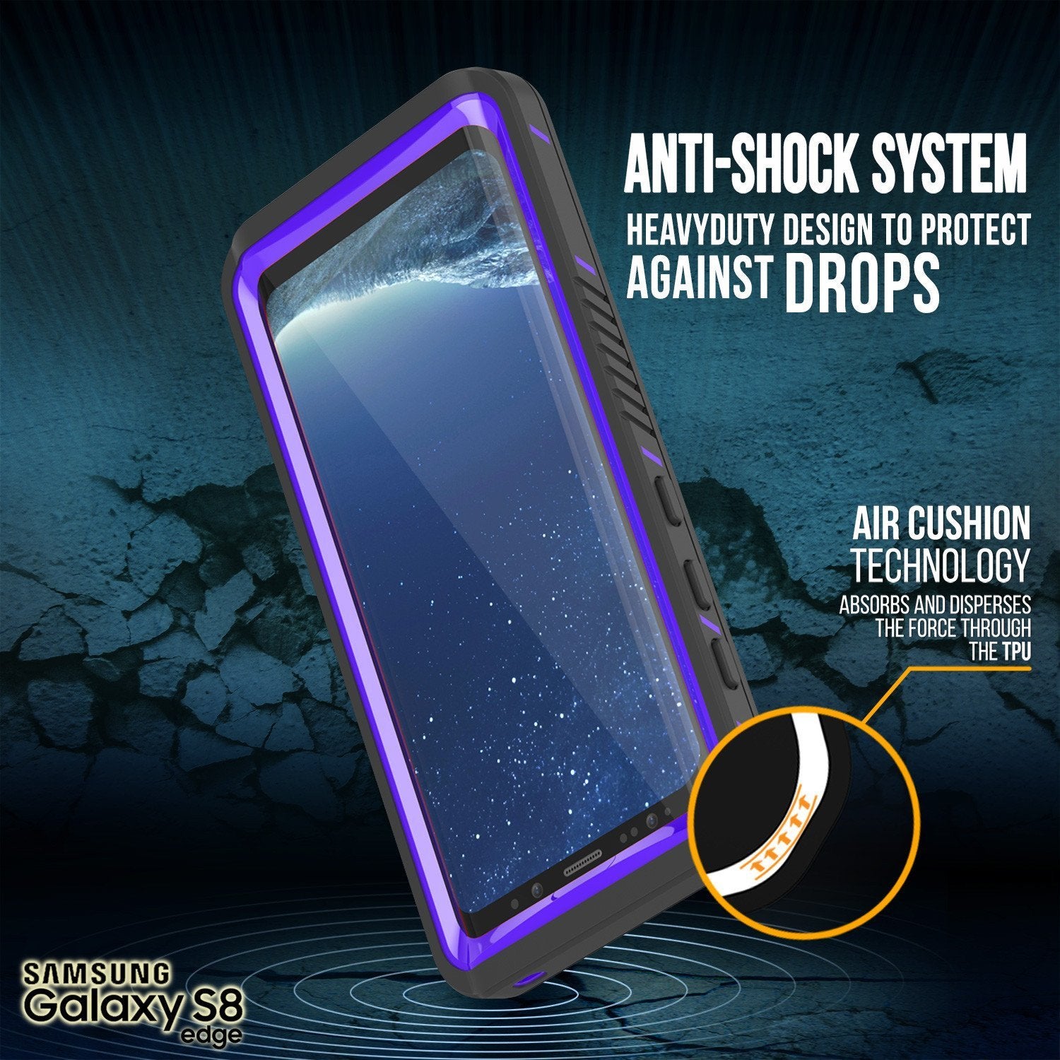 Capa à prova d'água para Galaxy S8, Punkcase [Série Extrema] [Ajuste Slim] [Certificado IP68] [À prova de choque] [À prova de neve] [À prova de poeira] Capa de proteção resistente com protetor de tela embutido para Samsung Galaxy S8 [Roxo]