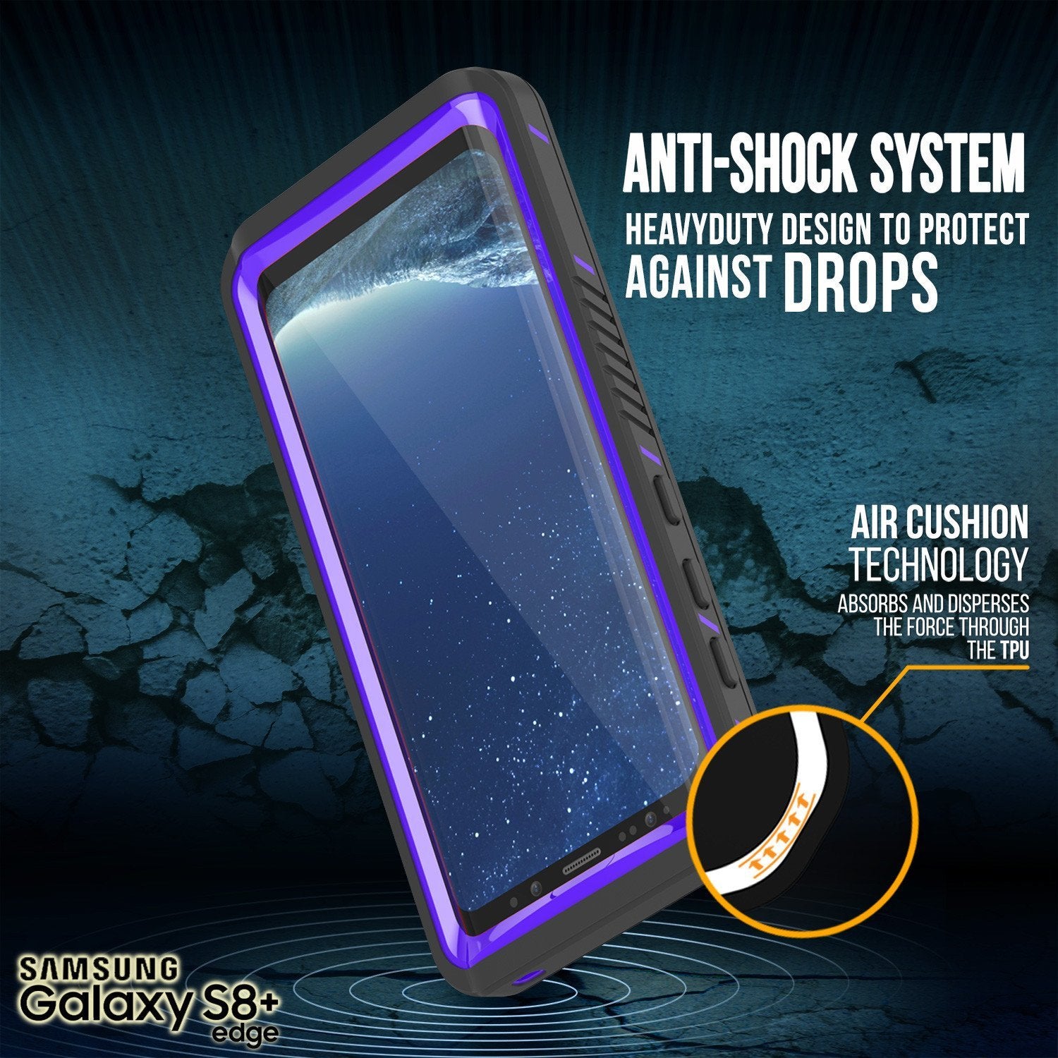 Capa à prova d'água para Galaxy S8 PLUS, Punkcase [Série Extreme] [Ajuste Slim] [Certificado IP68] [À prova de choque] [À prova de neve] [À prova de poeira] Capa protetora de armadura com Protetor de tela embutido para Samsung Galaxy S8+ [Roxo]