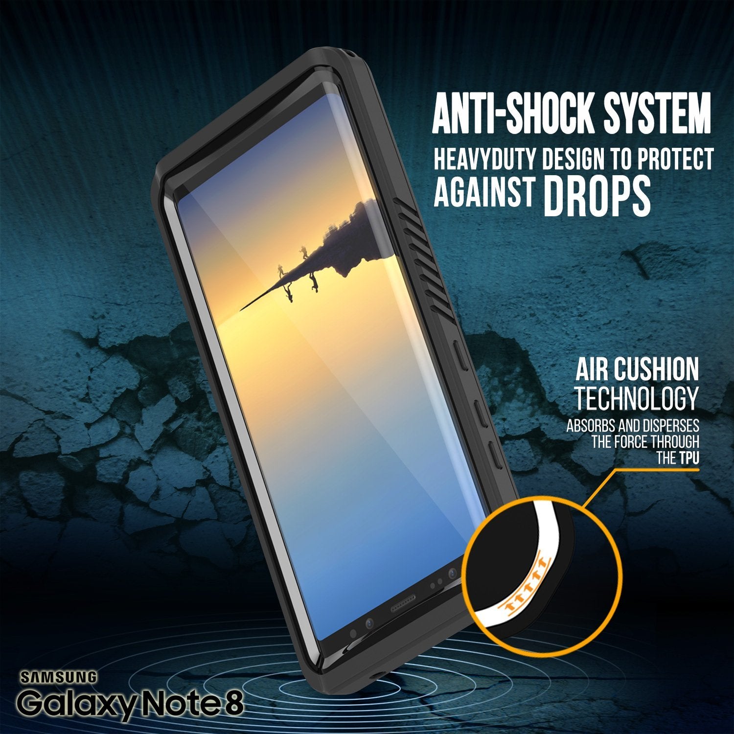 Capa Galaxy Note 8, Punkcase [Série Extrema] [Ajuste Slim] [Certificado IP68] [À Prova de Choque] Capa de Armadura com Protetor de Tela Integrado [Transparente]