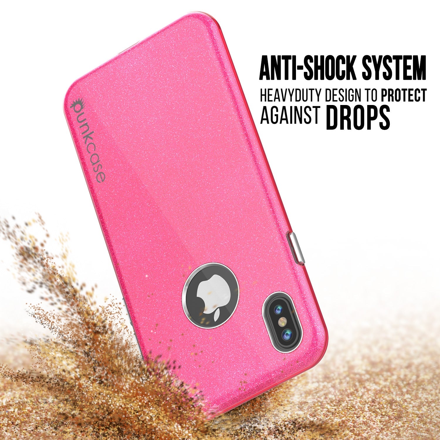 iPhone X Case, Punkcase Galactic 2.0 Series Ultra Slim w/ Tempered Glass Screen Protector | [Pink] (Color in image: black/grey)