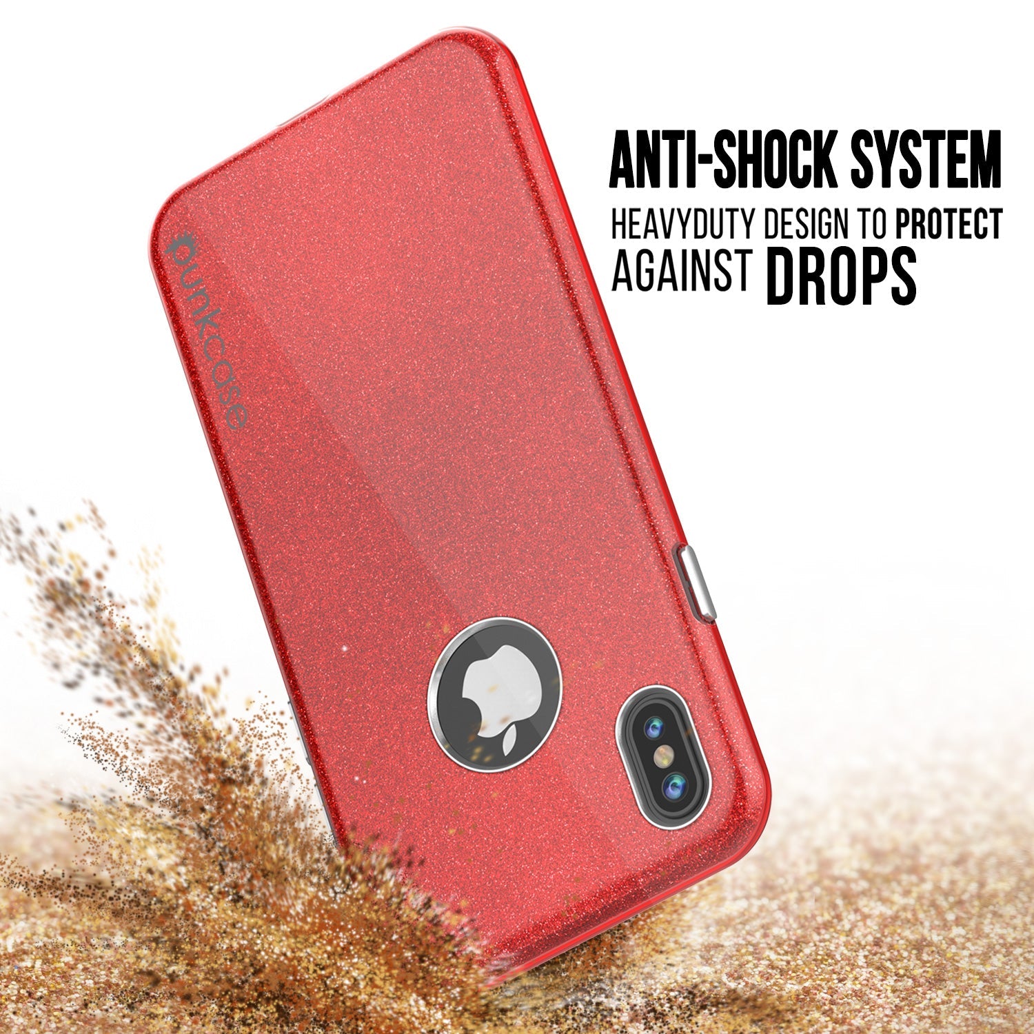 iPhone X Case, Punkcase Galactic 2.0 Series Ultra Slim w/ Tempered Glass Screen Protector | [Red] (Color in image: silver)