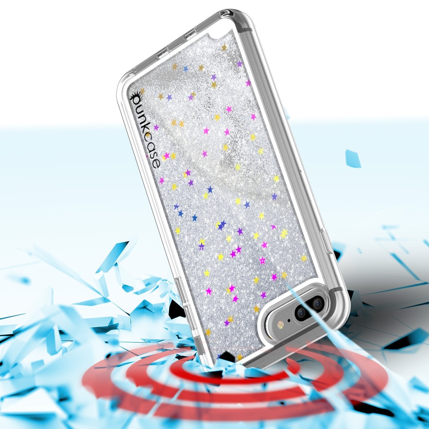 iPhone 8+ Plus Case, PunkCase LIQUID Silver Series, Protective Dual Layer Floating Glitter Cover (Color in image: green)