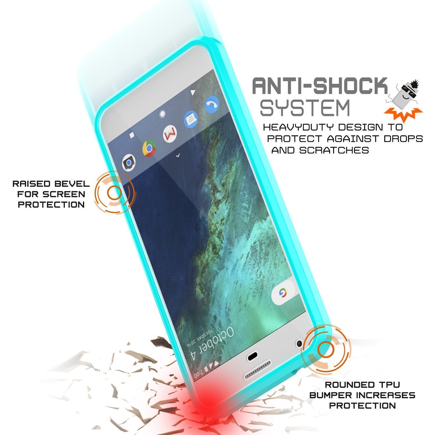 Google Pixel XL Case Punkcase® LUCID 2.0 Teal Series w/ PUNK SHIELD Glass Screen Protector | Ultra Fit (Color in image: black)