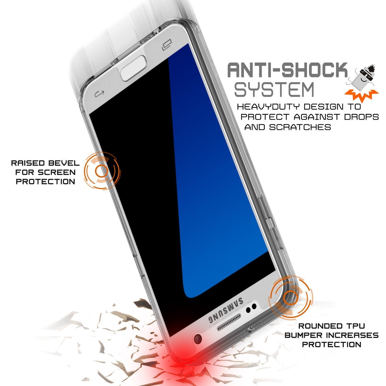 S7 Case Punkcase® LUCID 2.0 Crystal Black Series w/ PUNK SHIELD Glass Screen Protector | Ultra Fit (Color in image: light blue)