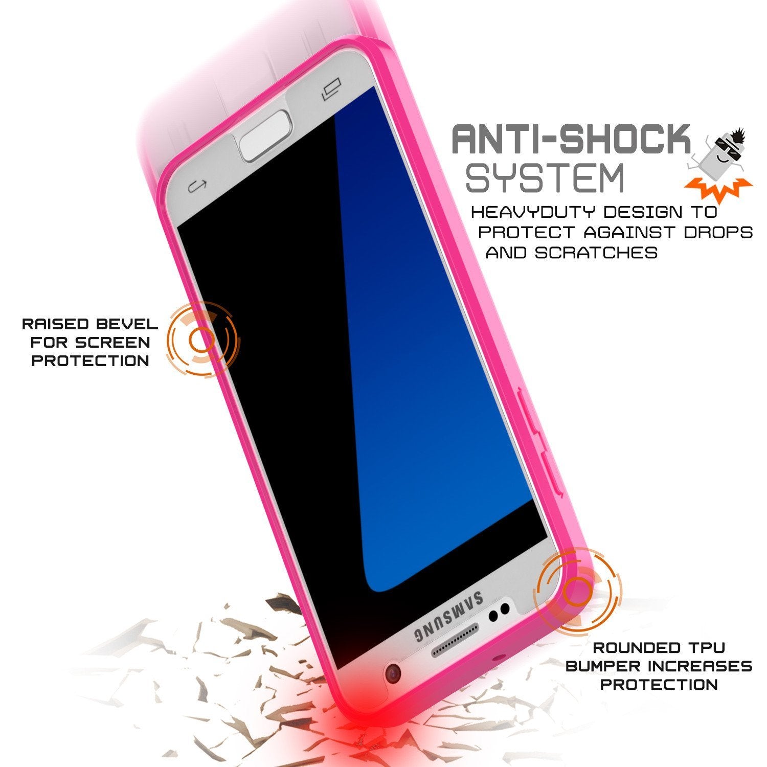 S7 Case Punkcase® LUCID 2.0 Pink Series w/ PUNK SHIELD Glass Screen Protector | Ultra Fit (Color in image: light blue)