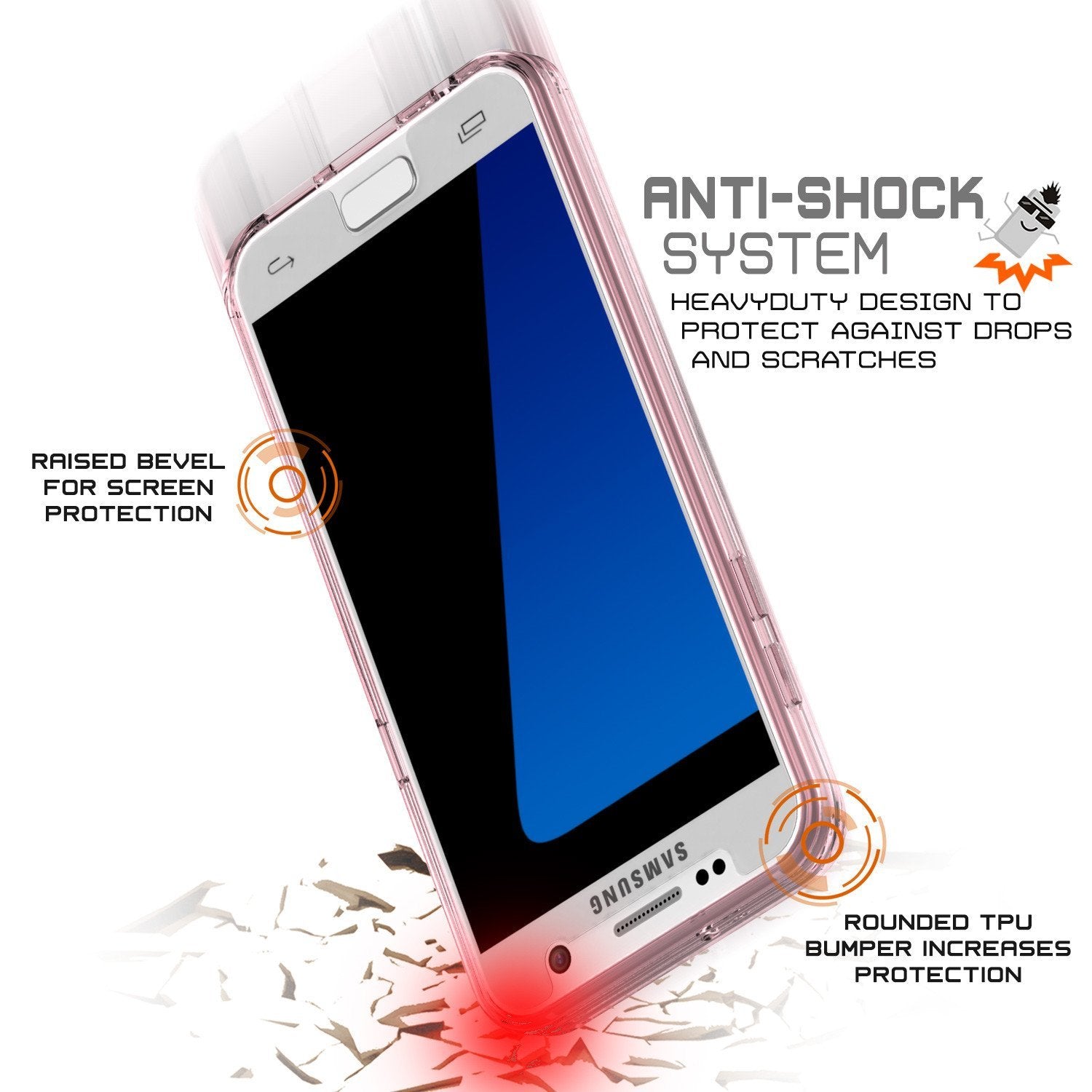 S7 Case Punkcase® LUCID 2.0 Crystal Pink Series w/ PUNK SHIELD Glass Screen Protector | Ultra Fit (Color in image: light blue)
