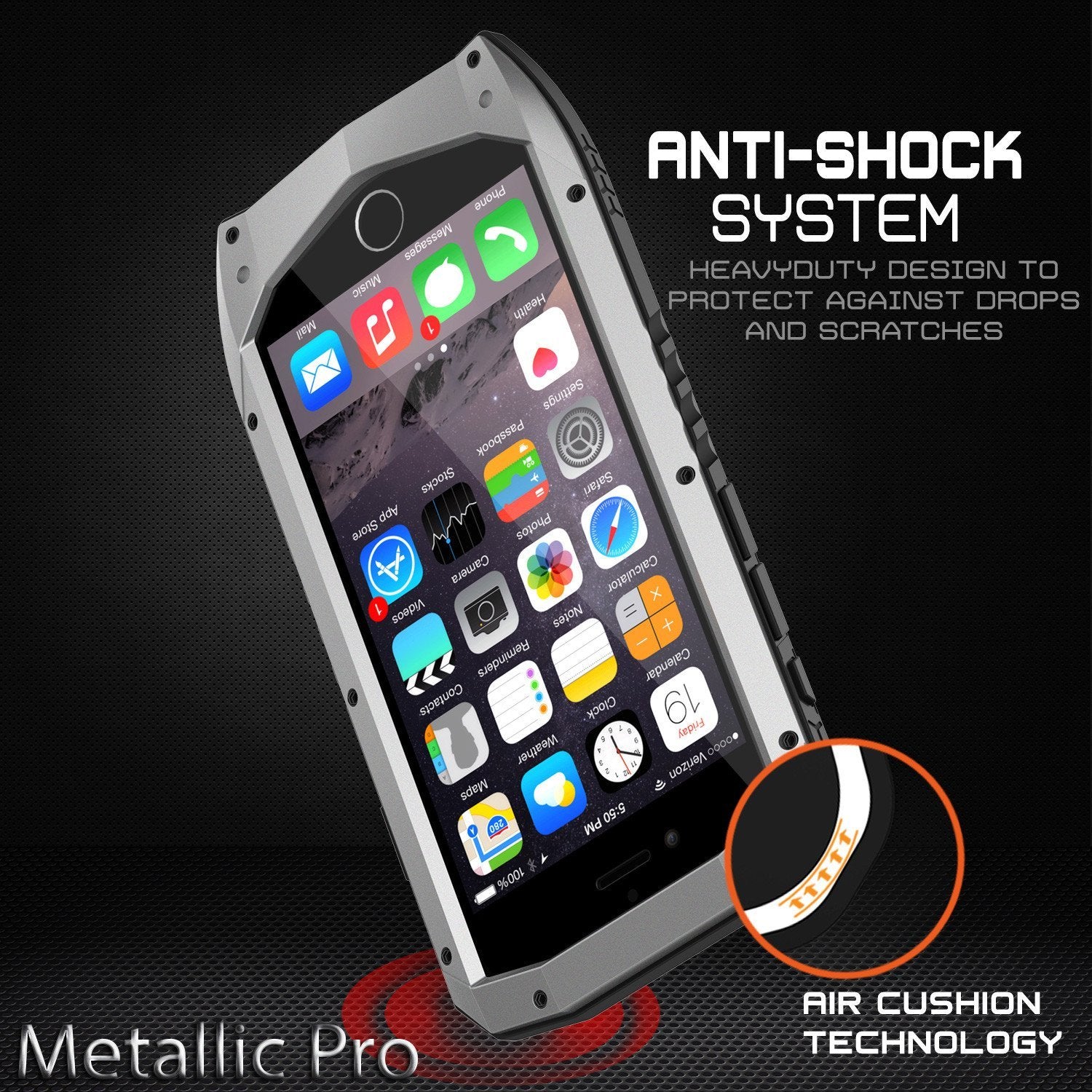 iPhone 6s/6 Case, Punkcase Metallic PRO Silver Series Cover W/ Attached Screen Protector | Touch-ID (Color in image: Gold)