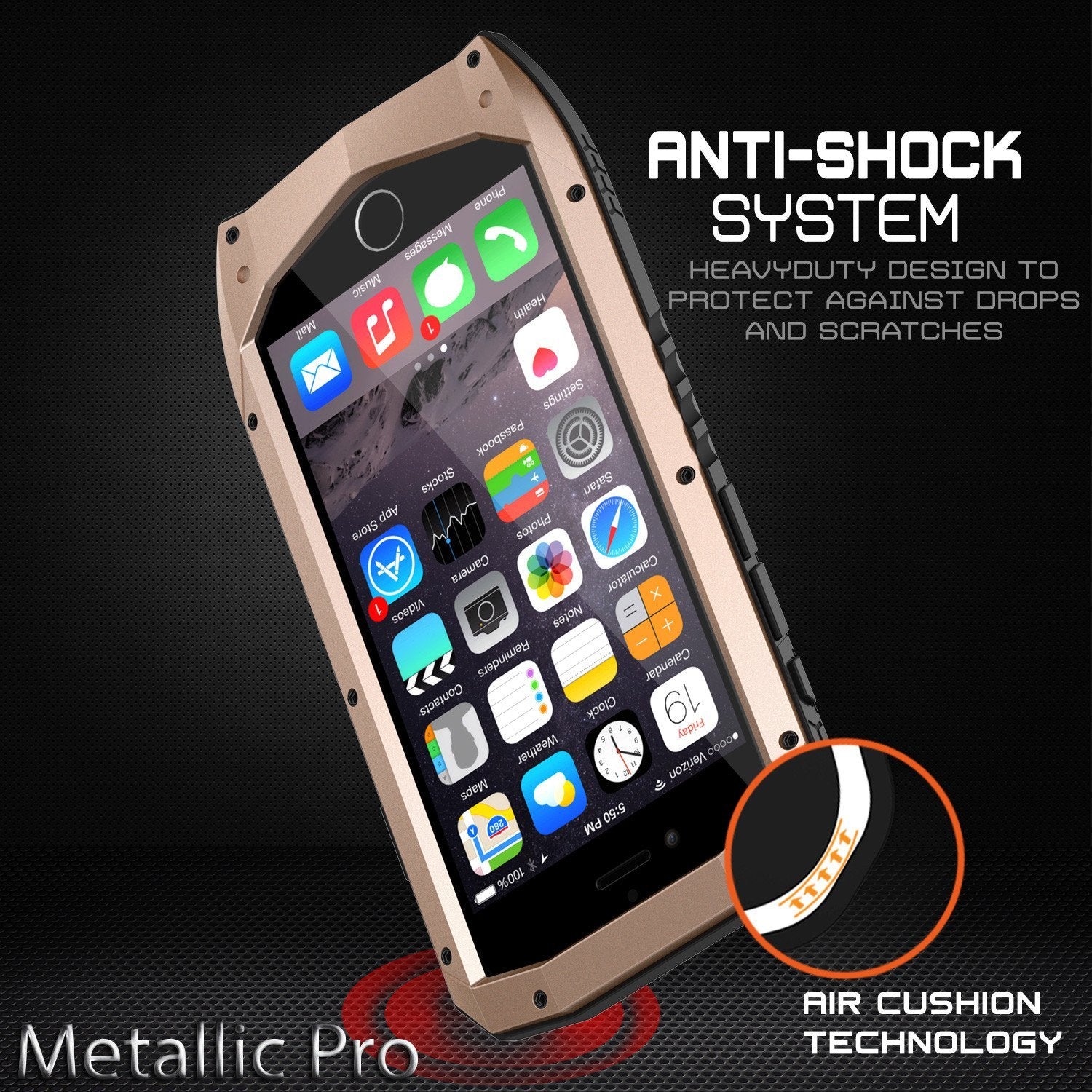 iPhone 6s/6 Case, Punkcase Metallic PRO Gold Series Cover W/ Attached Screen Protector | Touch-ID (Color in image: White)