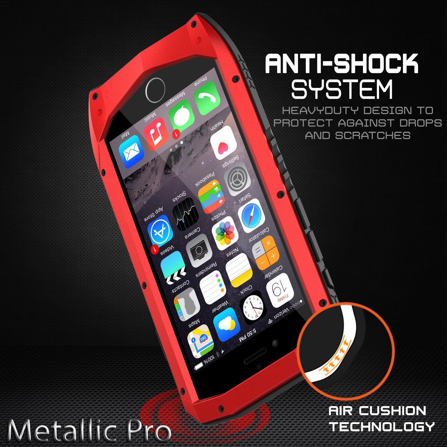 iPhone 6s/6 Case, Punkcase Metallic PRO Red Series Cover W/ Attached Screen Protector | Touch-ID (Color in image: Silver)
