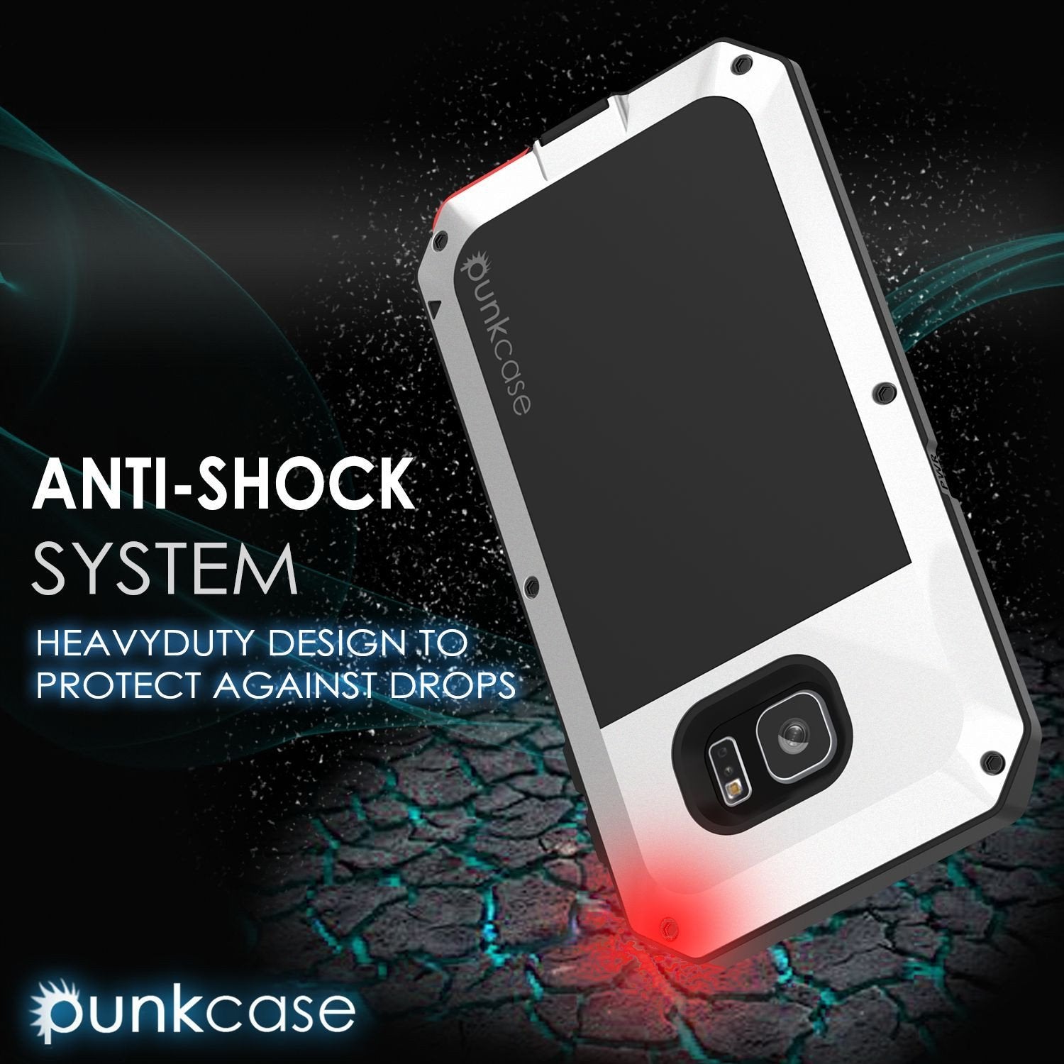 Galaxy S7 EDGE  Case, PUNKcase Metallic White Shockproof  Slim Metal Armor Case (Color in image: silver)