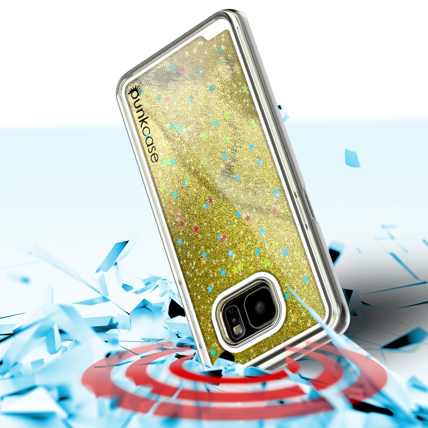 S7 Edge Case, Punkcase [Liquid GOLD Series] Protective Dual Layer Floating Glitter Cover with lots of Bling & Sparkle + PunkShield Screen Protector (Color in image: teal)