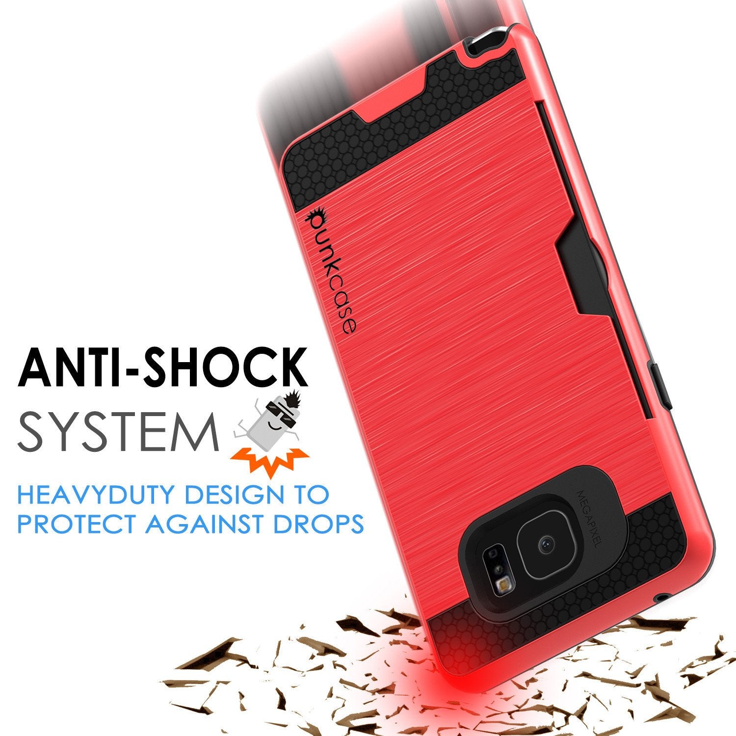 Galaxy Note 5 Case PunkCase SLOT Red Series Slim Armor Soft Cover Case w/ Tempered Glass (Color in image: Silver)