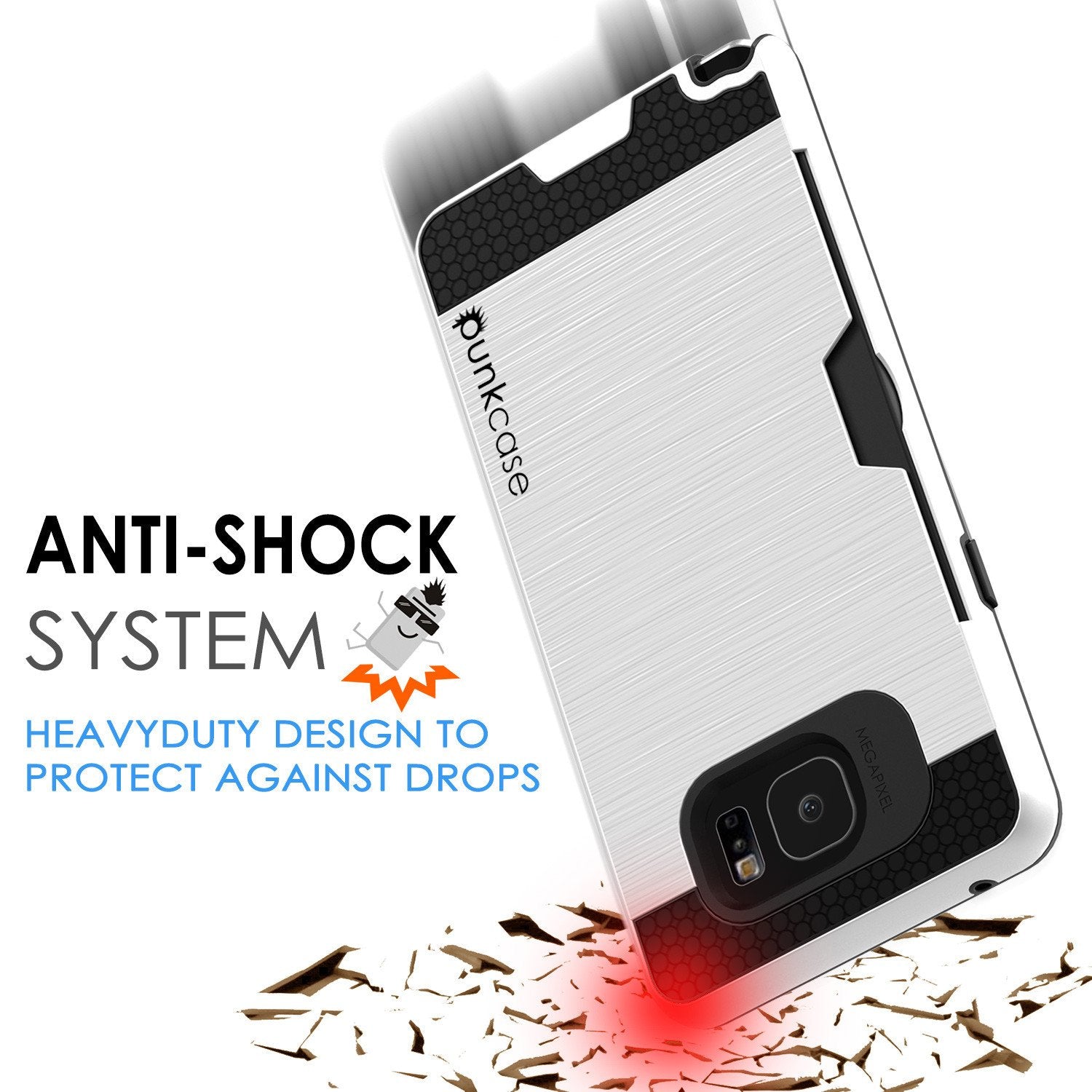 Galaxy Note 5 Case PunkCase SLOT White Series Slim Armor Soft Cover Case w/ Tempered Glass (Color in image: Grey)