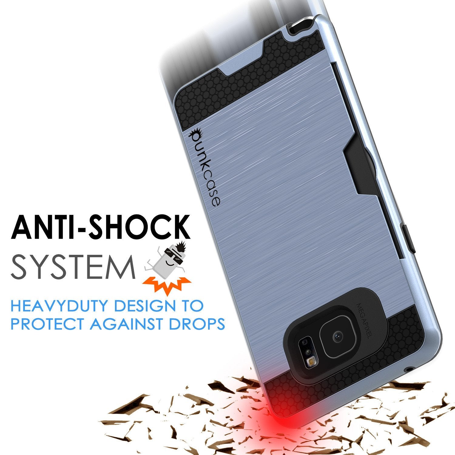 Galaxy Note 5 Case PunkCase SLOT Navy Series Slim Armor Soft Cover Case w/ Tempered Glass (Color in image: Grey)