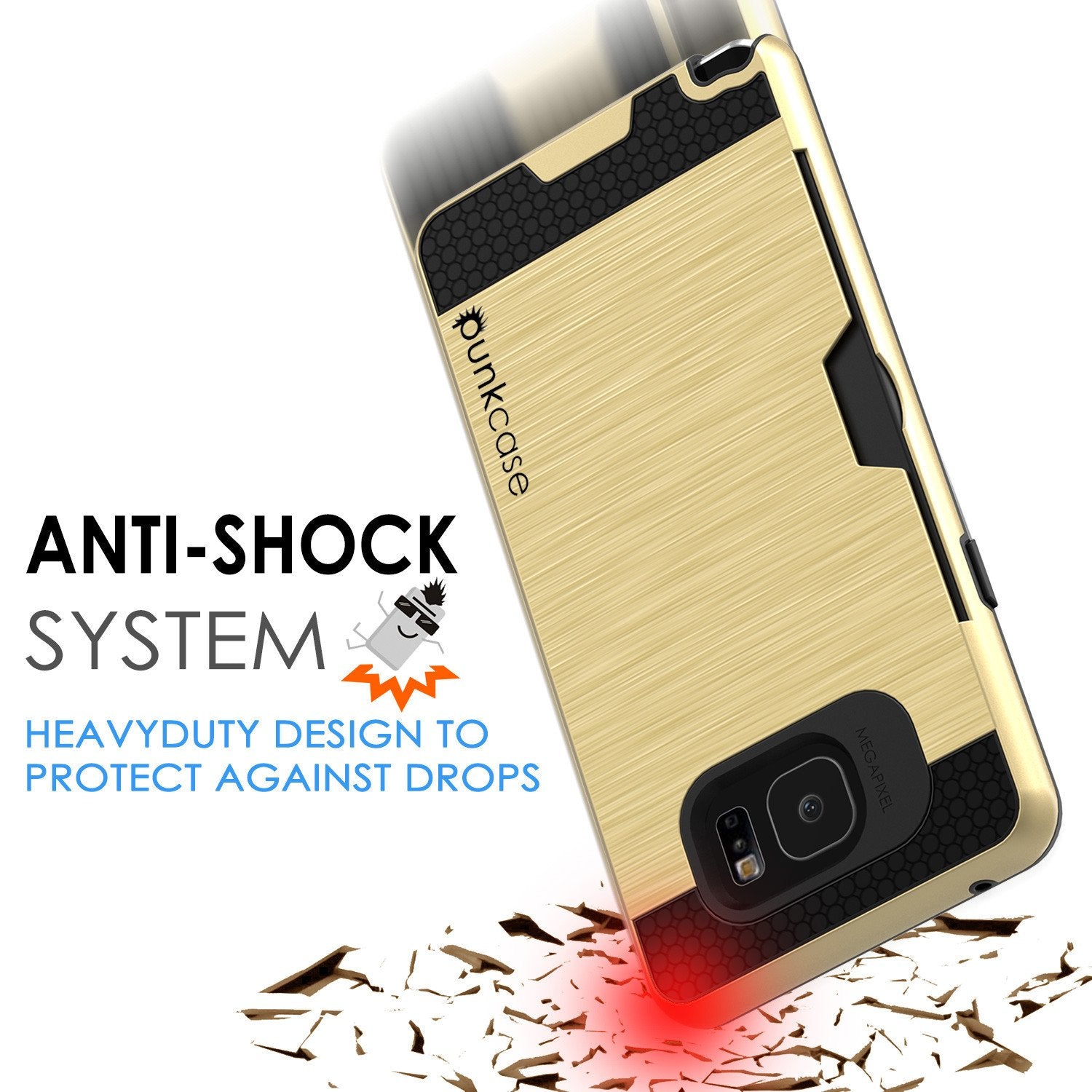 Galaxy Note 5 Case PunkCase SLOT Gold Series Slim Armor Soft Cover Case w/ Tempered Glass (Color in image: Grey)