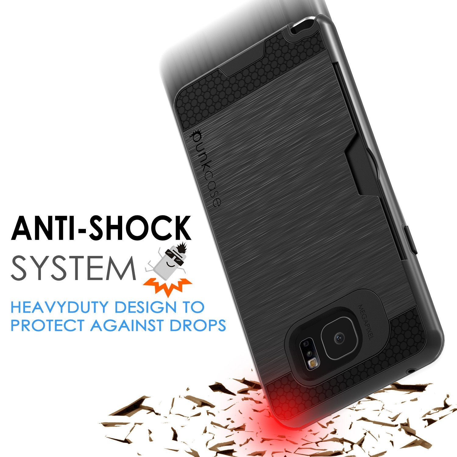 Galaxy Note 5 Case PunkCase SLOT Black Series Slim Armor Soft Cover Case w/ Tempered Glass (Color in image: Grey)