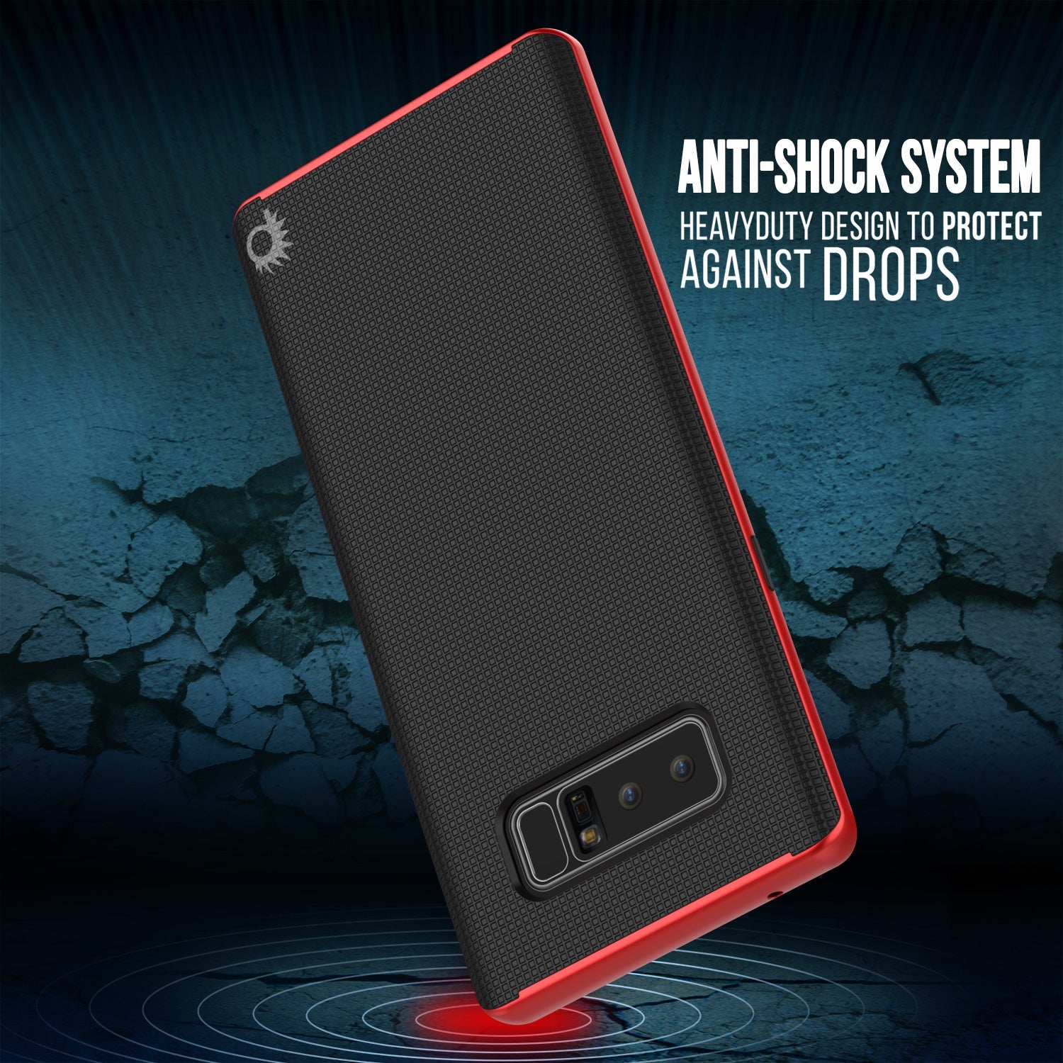 Galaxy Note 8 Case, PunkCase [Stealth Series] Hybrid 3-Piece Shockproof Dual Layer Cover [Non-Slip] [Soft TPU + PC Bumper] with PUNKSHIELD Screen Protector for Samsung Note 8 [Red] (Color in image: Gold)