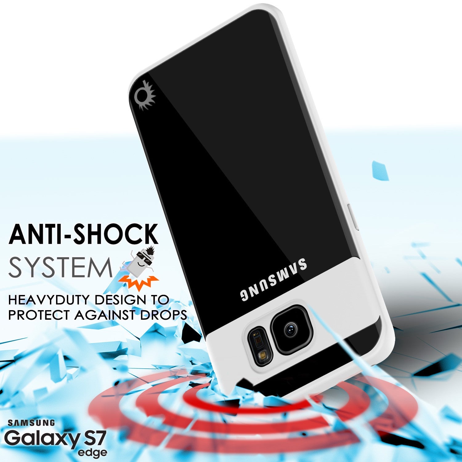 Capa Galaxy S7 Edge [Série MÁSCARA] [BRANCA] Capa Híbrida de Duas Camadas de Corpo Inteiro com Proteção TPU e Protetor de Tela PUNKSHIELD