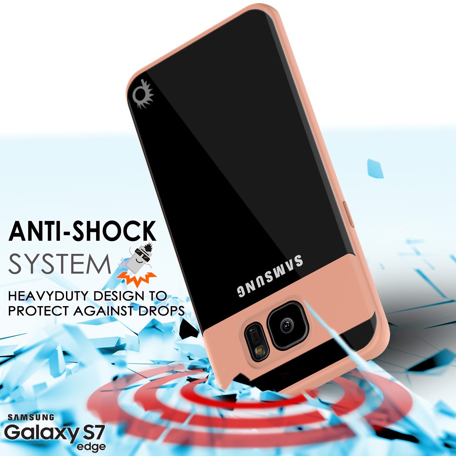Capa Galaxy S7 Edge [Série MÁSCARA] [ROSA] Capa híbrida de corpo inteiro de duas camadas TPU com protetor de tela PUNKSHIELD protetor.