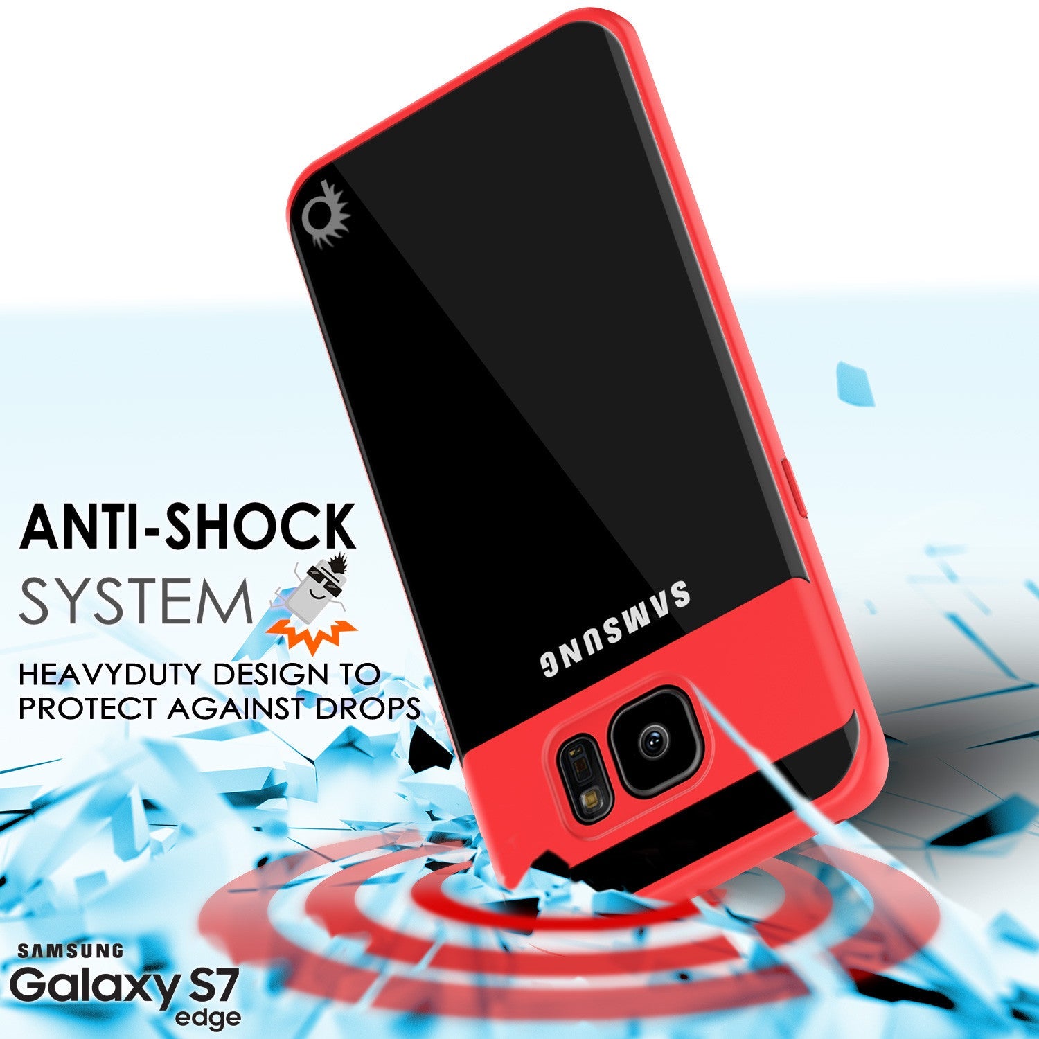 Capa Galaxy S7 Edge [Série MÁSCARA] [VERMELHO] Capa Híbrida de Duas Camadas TPU de Corpo Inteiro Com Protetor de Tela PUNKSHIELD Protetor.