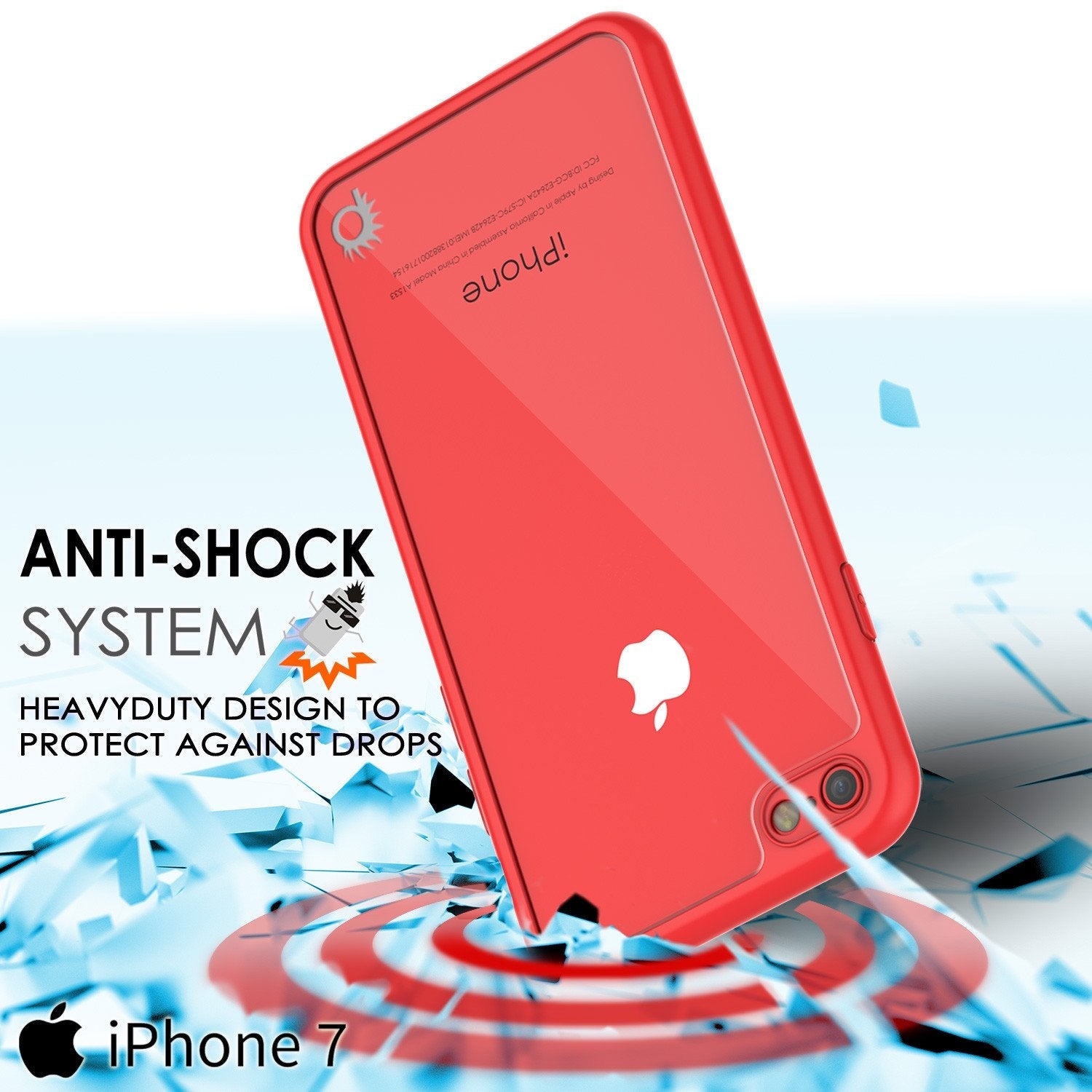 iPhone 8 Case [MASK Series] [RED] Full Body Hybrid Dual Layer TPU Cover W/ protective Tempered Glass Screen Protector