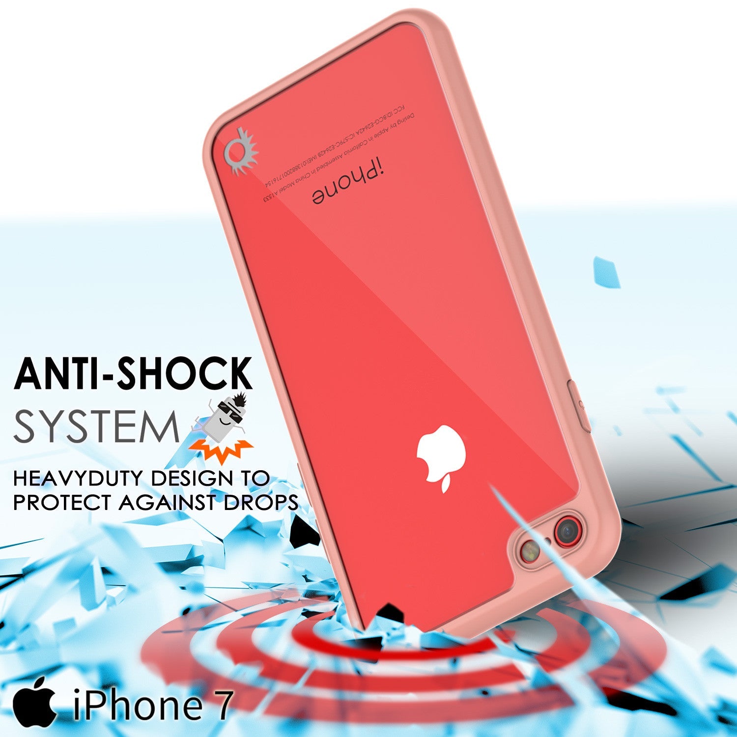 Capa para iPhone 7 [Série MÁSCARA] [ROSA] Cobertura híbrida de corpo inteiro de duas camadas TPU com protetor de tela de vidro temperado protetor.
