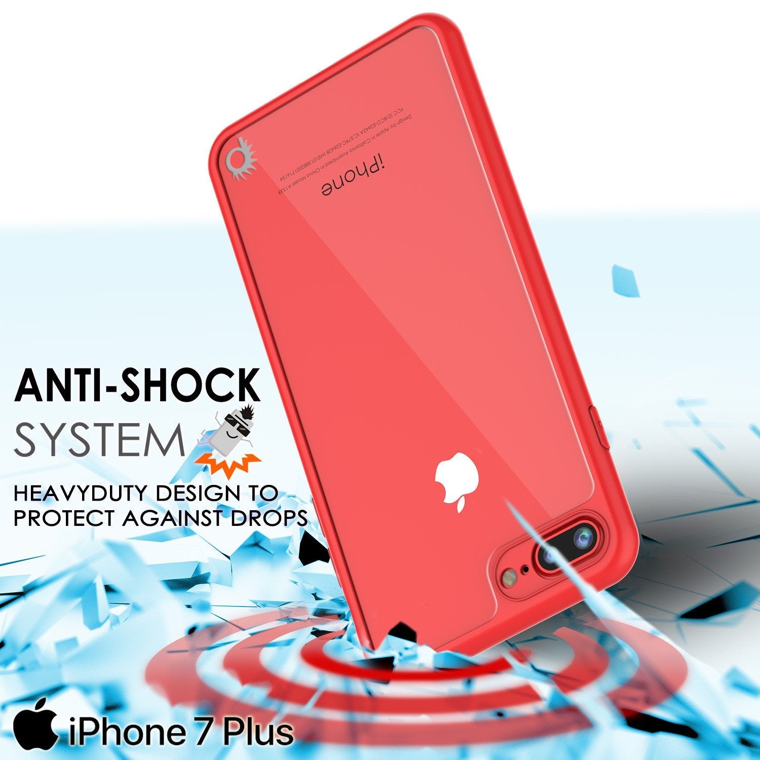 iPhone 8+ Plus Case [MASK Series] [RED] Full Body Hybrid Dual Layer TPU Cover W/ protective Tempered Glass Screen Protector