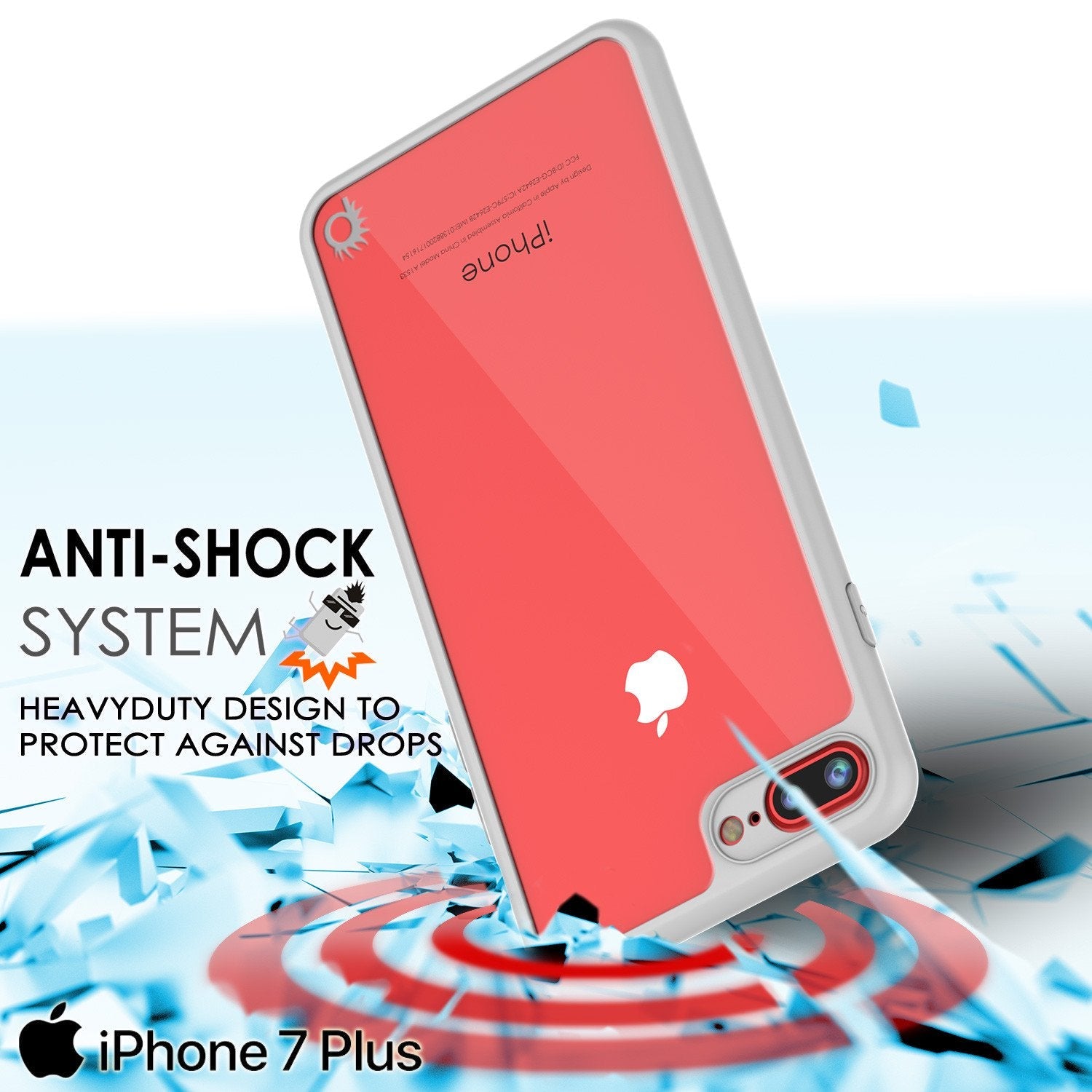 iPhone 8+ Plus Case, Punkcase [MASK Series] [WHITE] Full Body Hybrid Dual Layer TPU Cover W/ protective Tempered Glass Screen Protector 